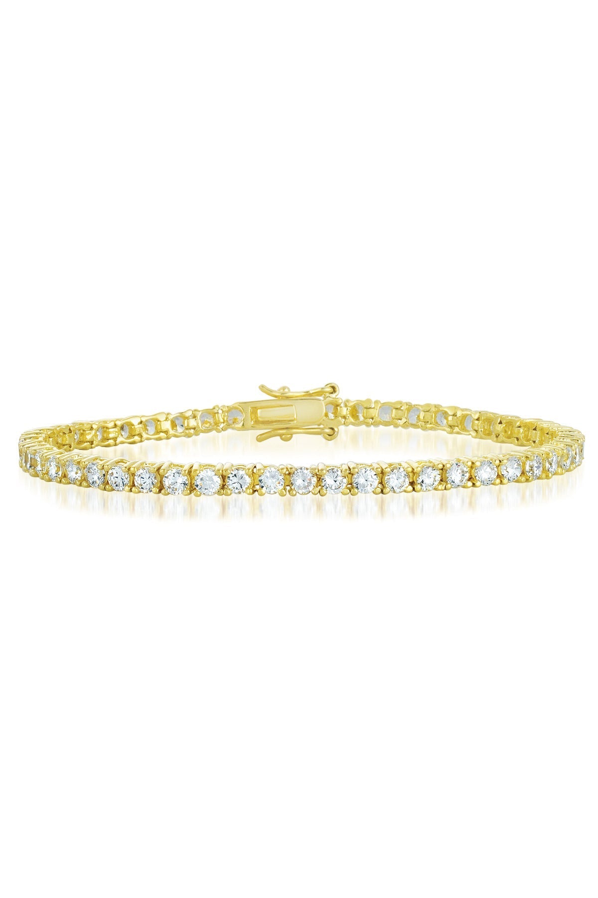 Sterling Silver Gold Plated Cubic Zirconia Tennis Bracelet