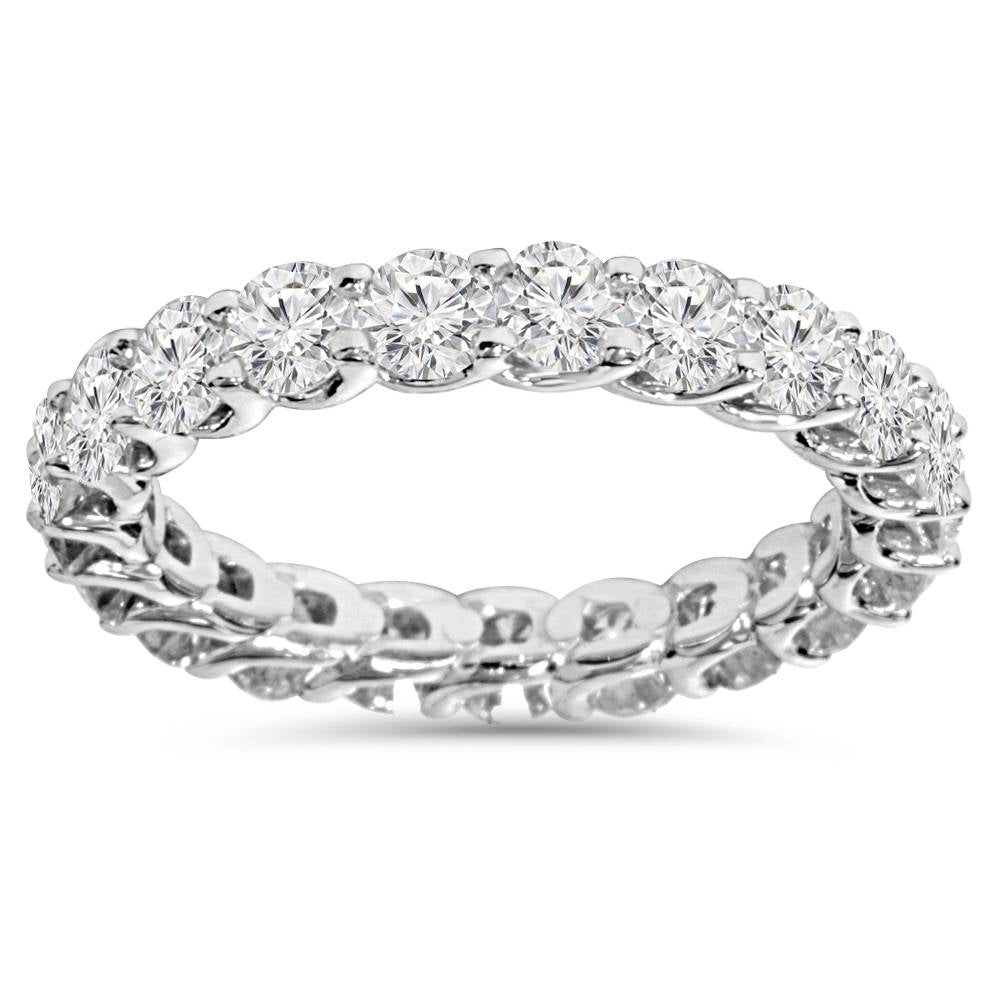 2 1/2 Carat U Prong Diamond Eternity Ring 14K White Gold Lab Grown