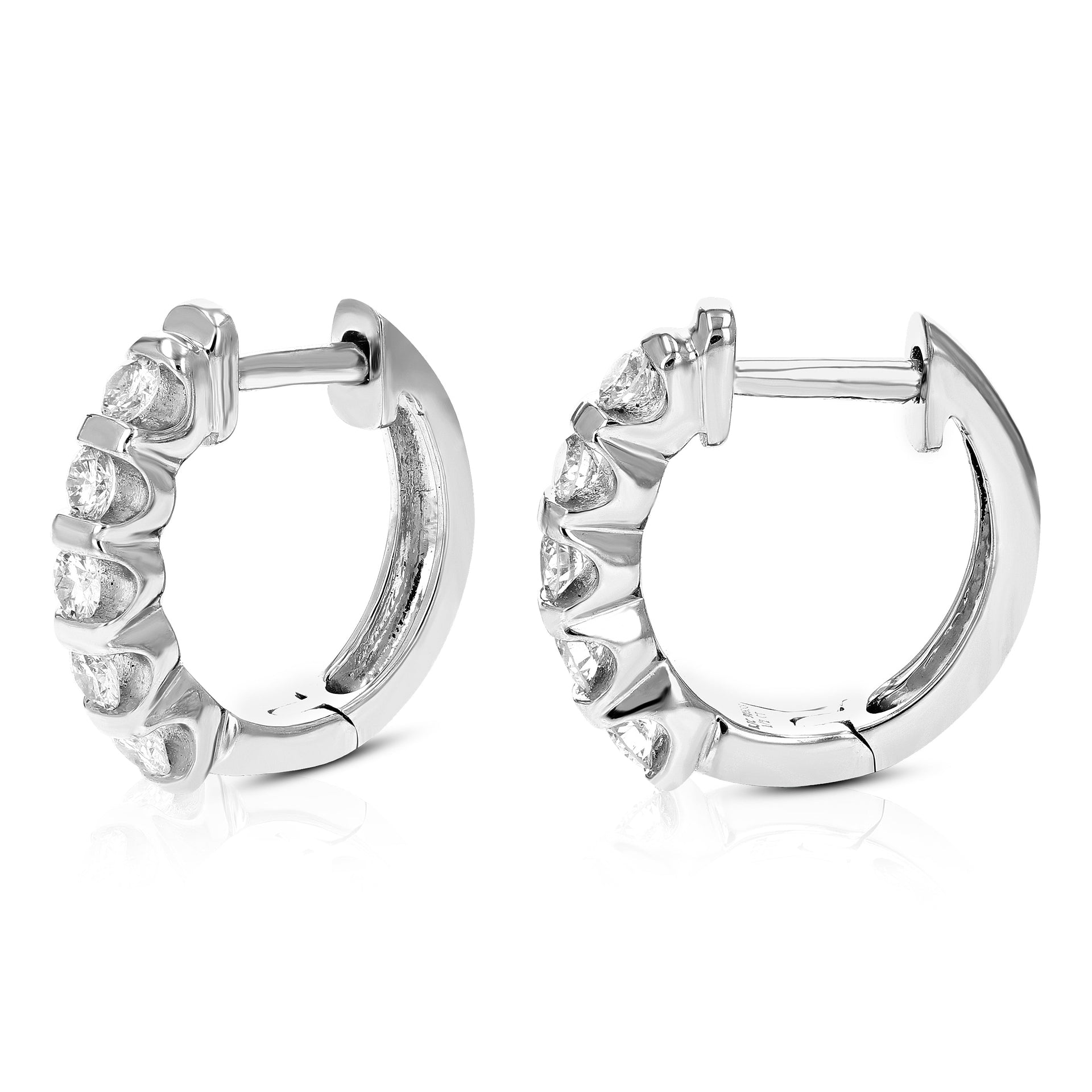 1/2 cttw Round Lab Grown Diamond Hoop Earrings .925 Sterling Silver Channel Set 2/3 Inch
