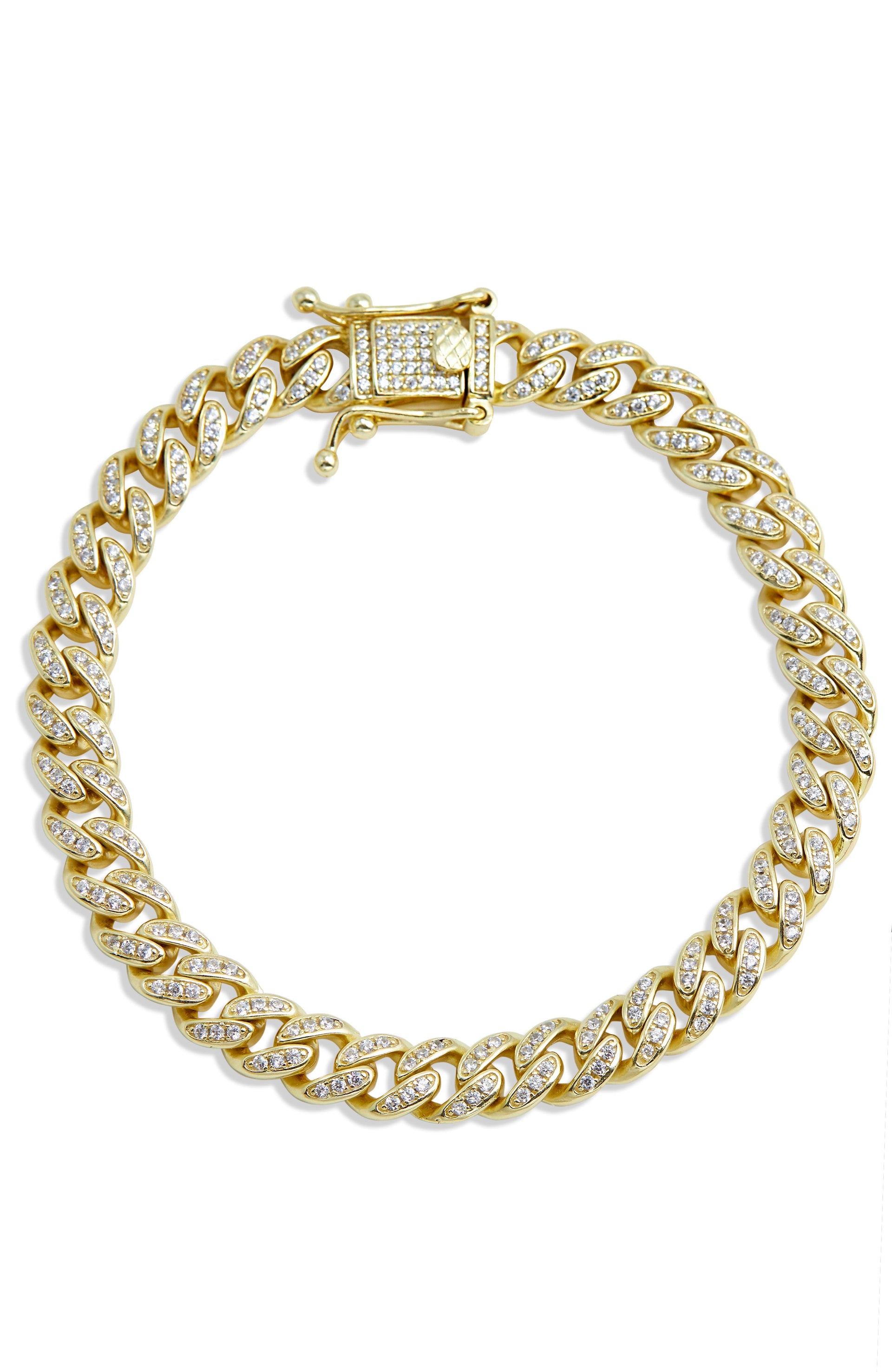 7.5' 18K Gold Pl. Cuban Link CZ Br.