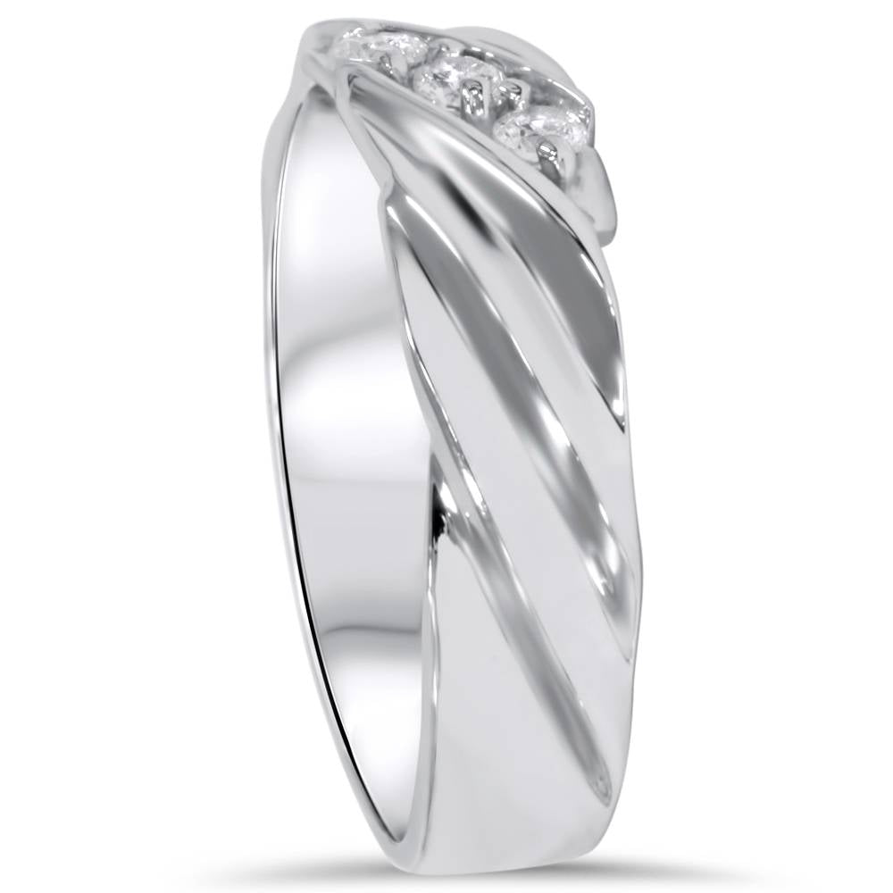 Three Stone Diamond 14K White Gold Wedding Ring