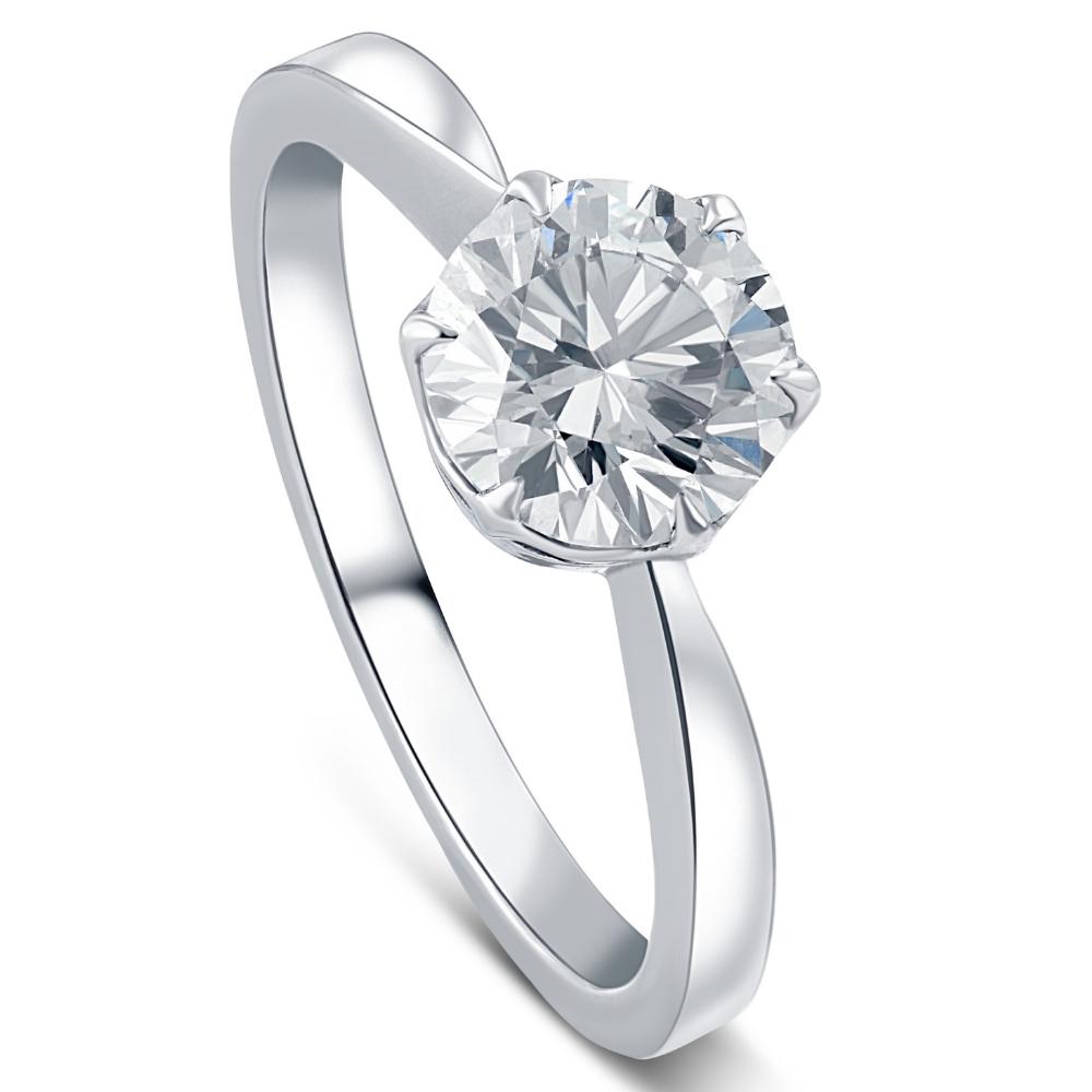 1 1/2 ct Solitaire Lab Grown Round Diamond Engagement Ring 14k Gold & Platinum