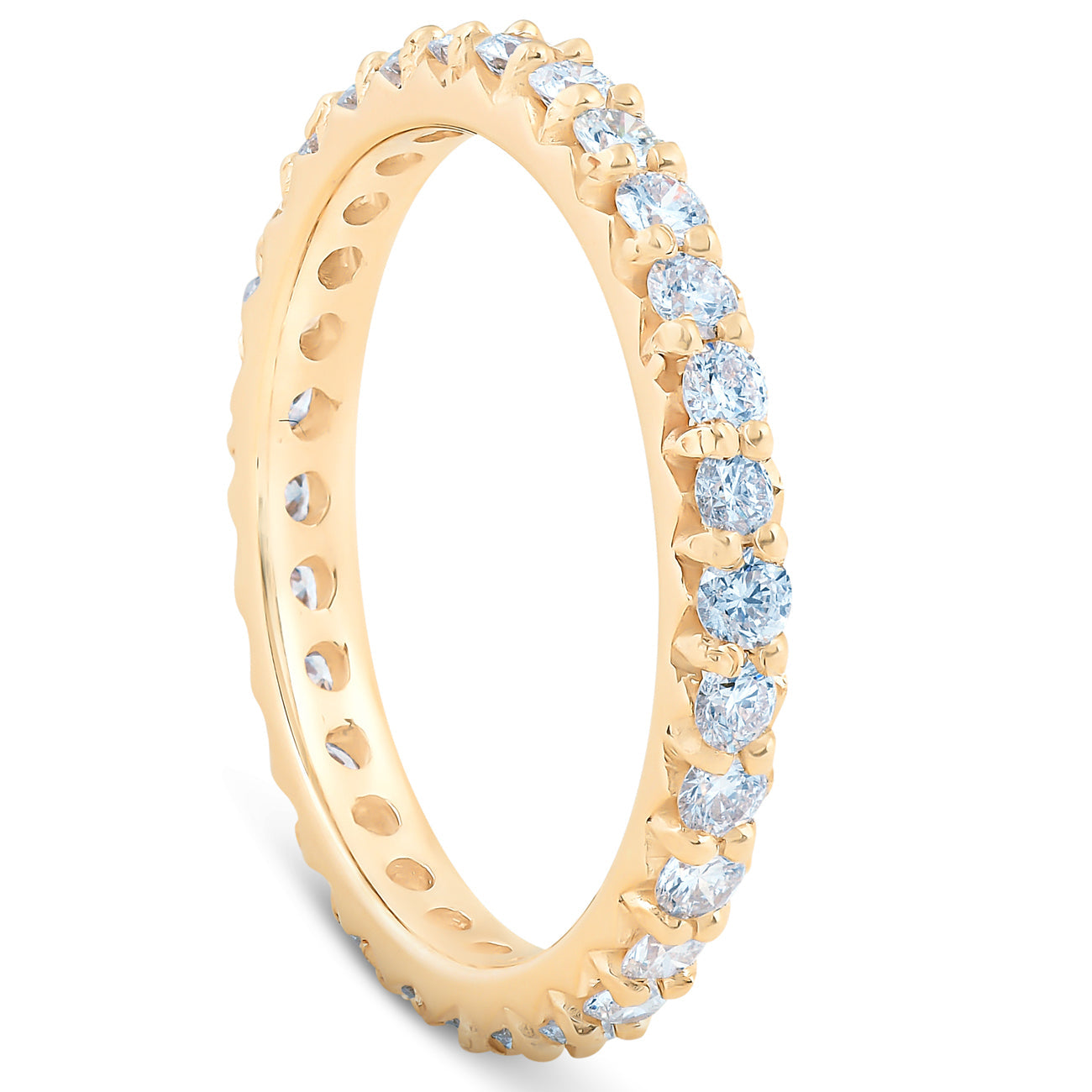 1 Ct Diamond Wedding Eternity Ring Lab Grown 14k Yellow Gold