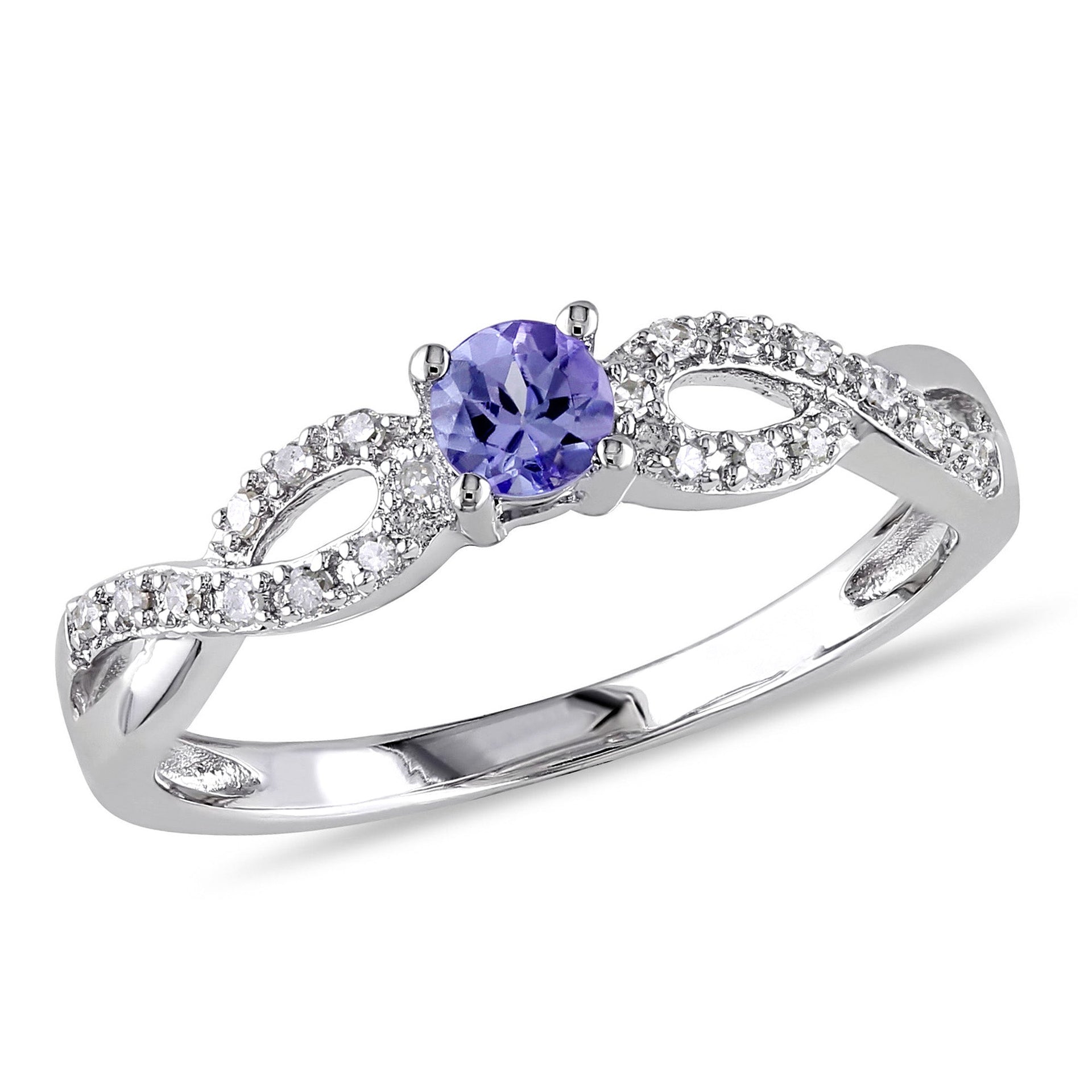 1/6 ct TW Tanzanite and 1/10ct TW Diamond Infinity Ring in Sterling Silver