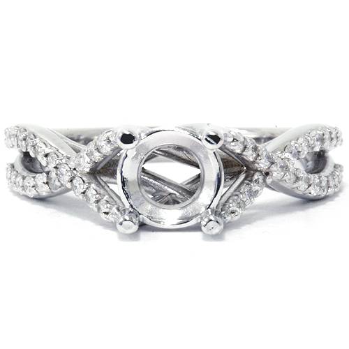 1/2ct Twist Diamond Ring Setting 14K White Gold
