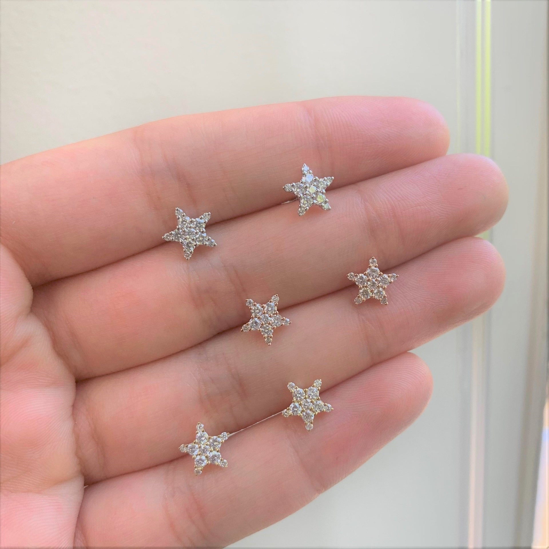 14k Gold & Diamond Star Earrings