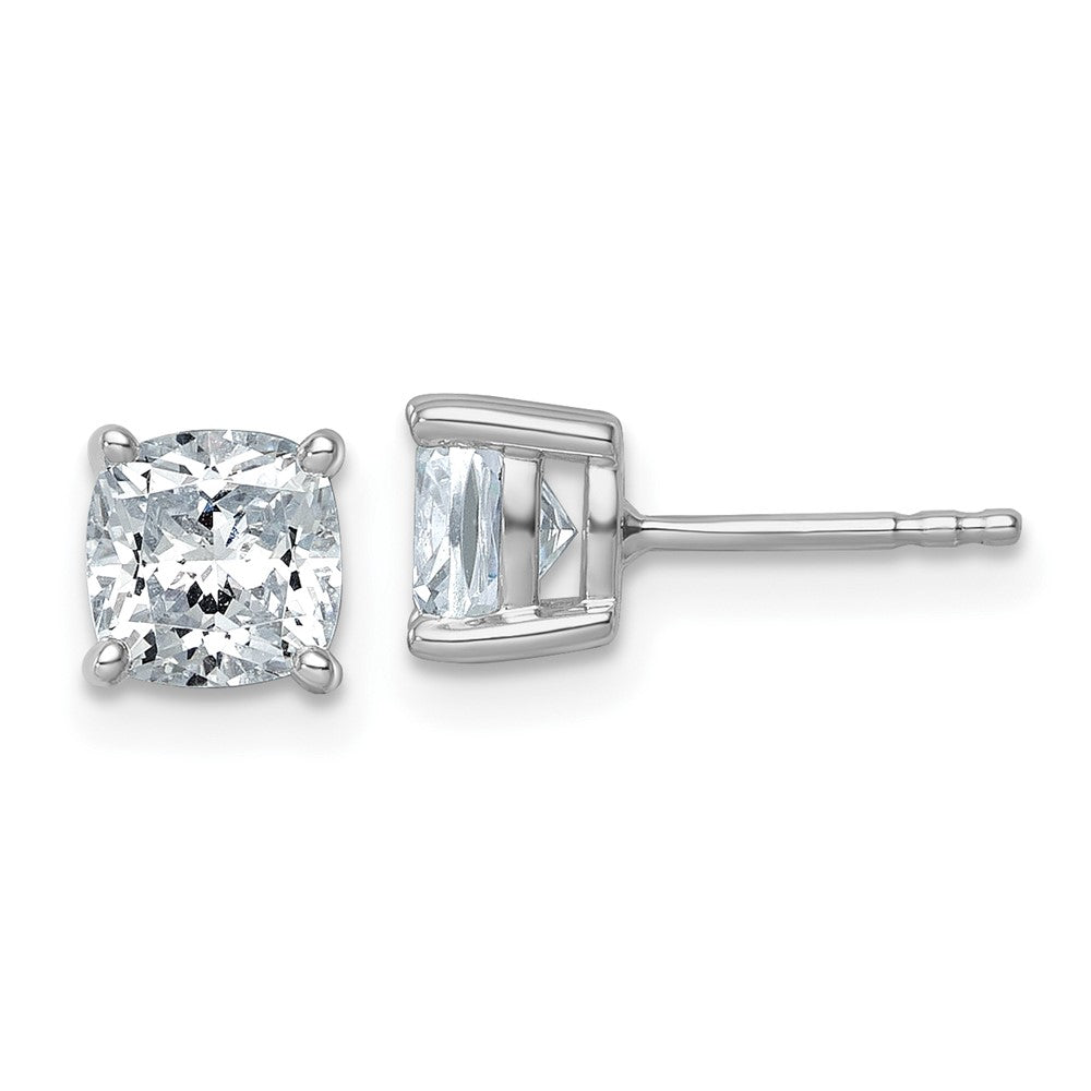 14k White Gold 2ctw Cushion Lab Grown Diamond Stud Earrings VS Clarity G-H Color