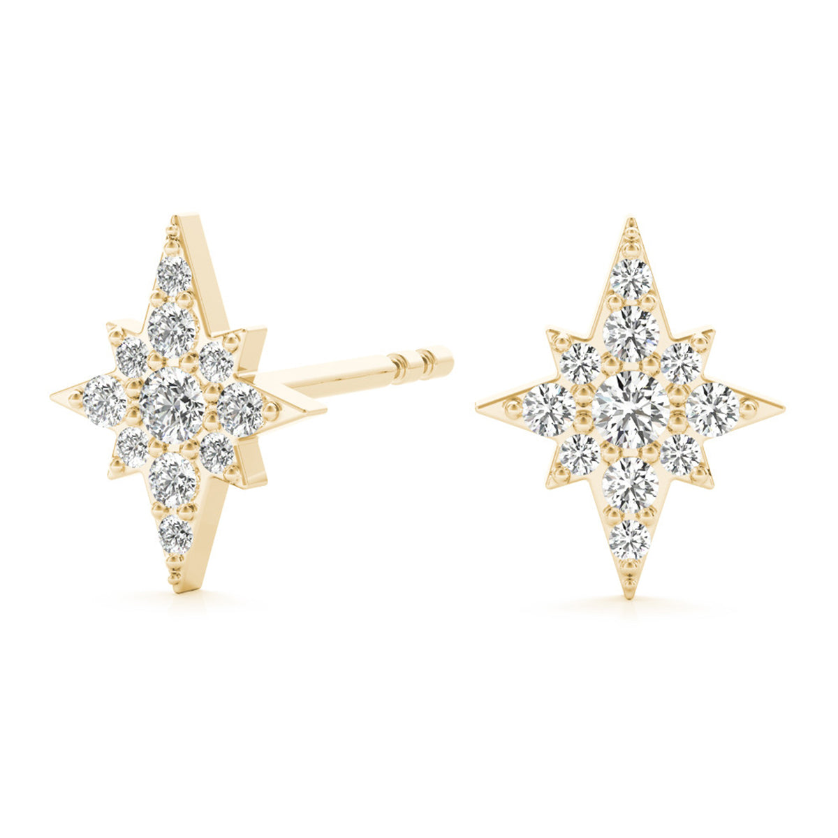 Star Diamond Earring In 14K Yellow Gold