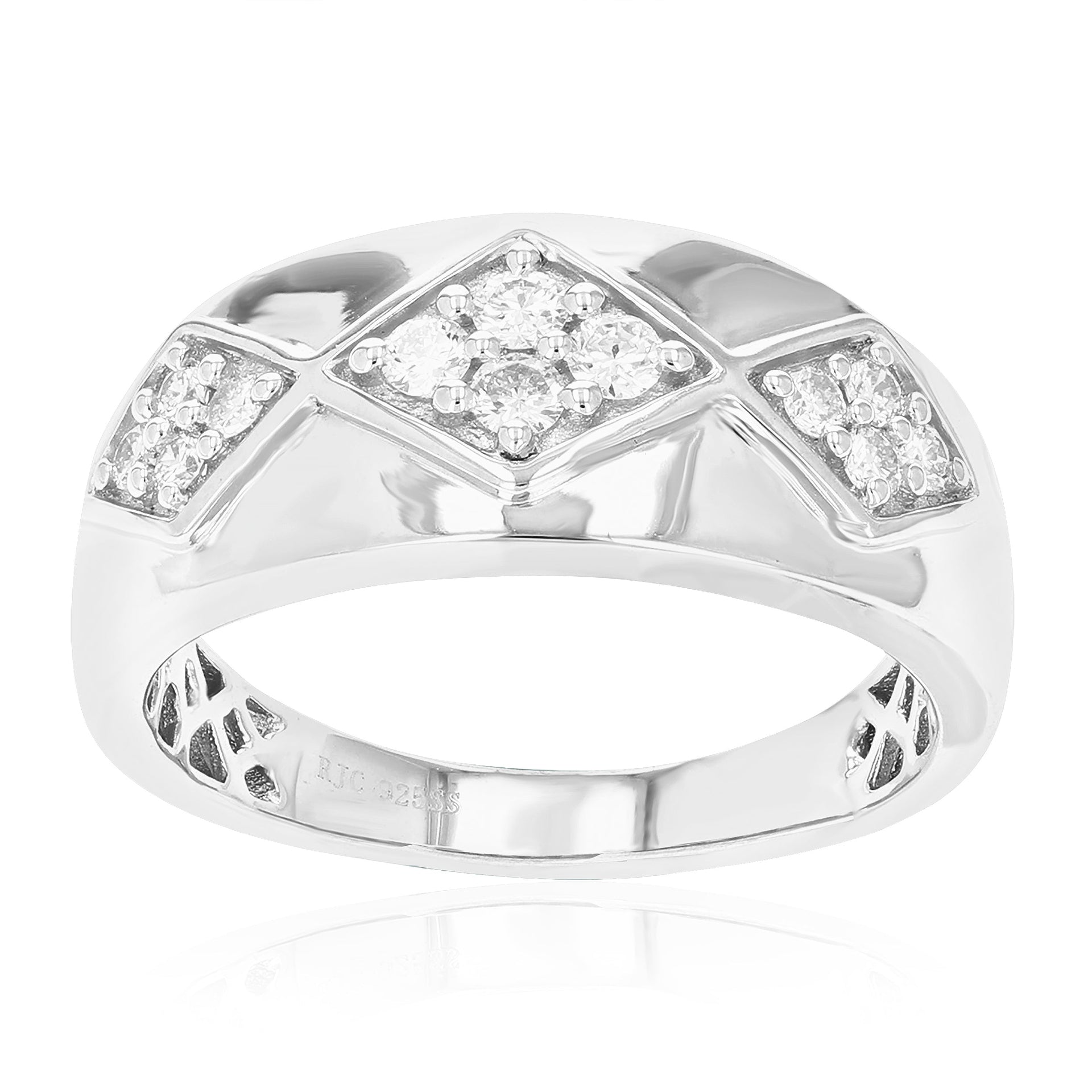 1/3 cttw 12 Stones Round Cut Lab Grown Diamond Engagement Ring .925 Sterling Silver Prong Set