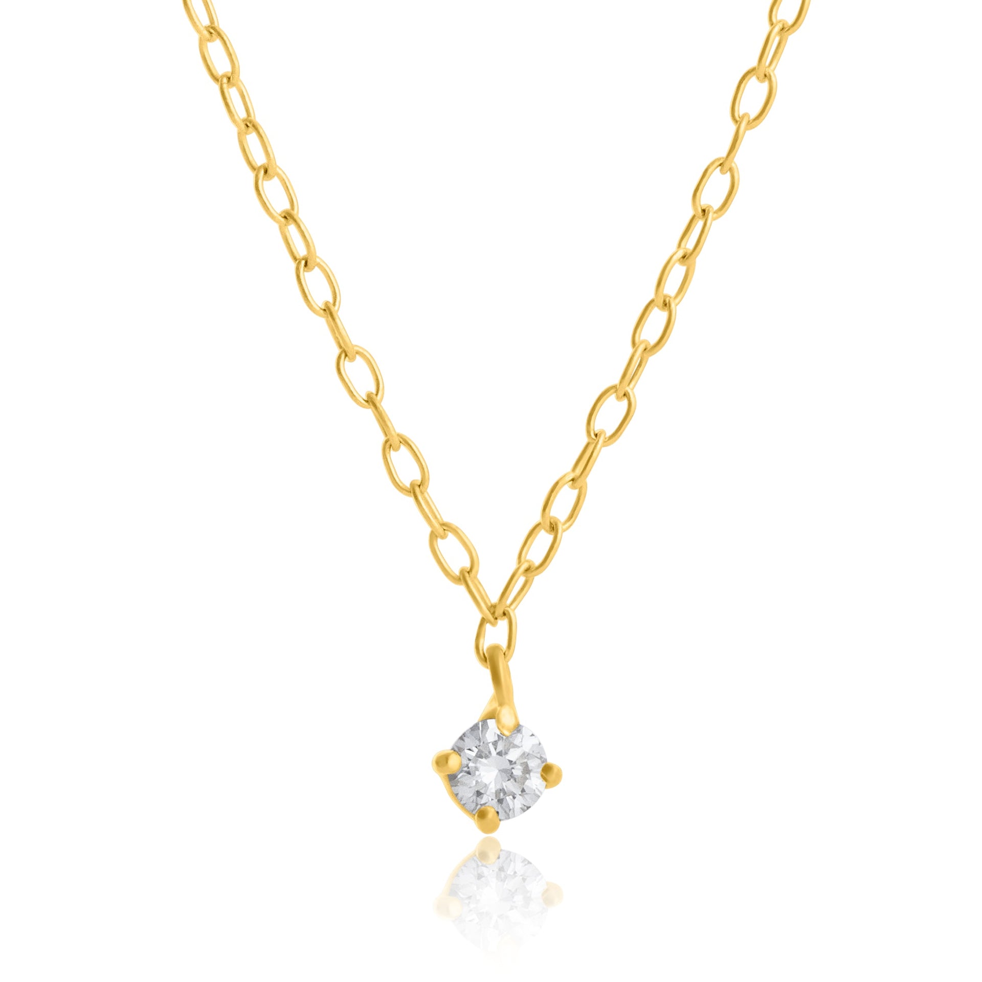 14k Yellow Gold 2.7mm Round Diamond Necklace
