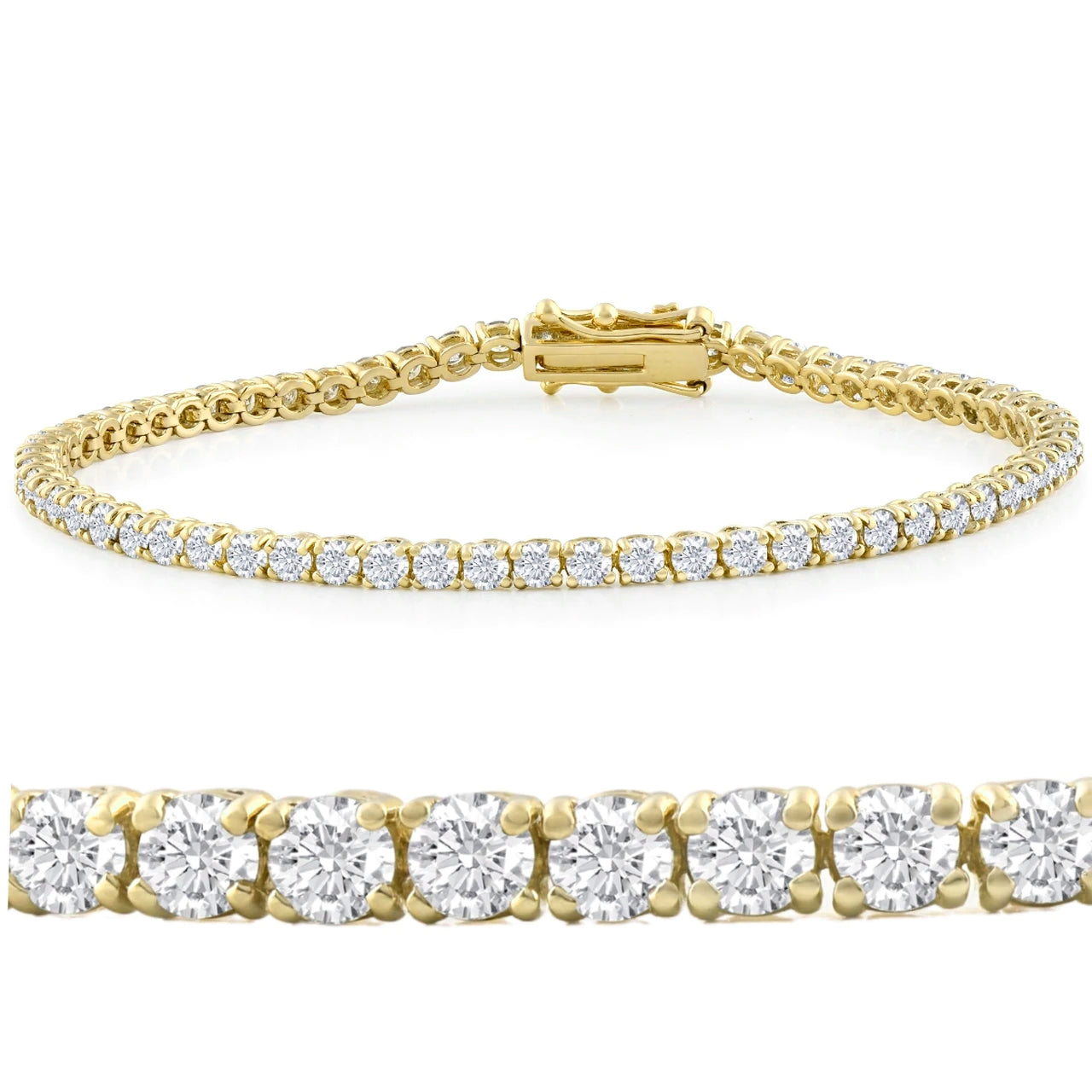 14k White, Rose, or Yellow Gold Round Diamond Tennis Bracelet 5cttw 7' Women's