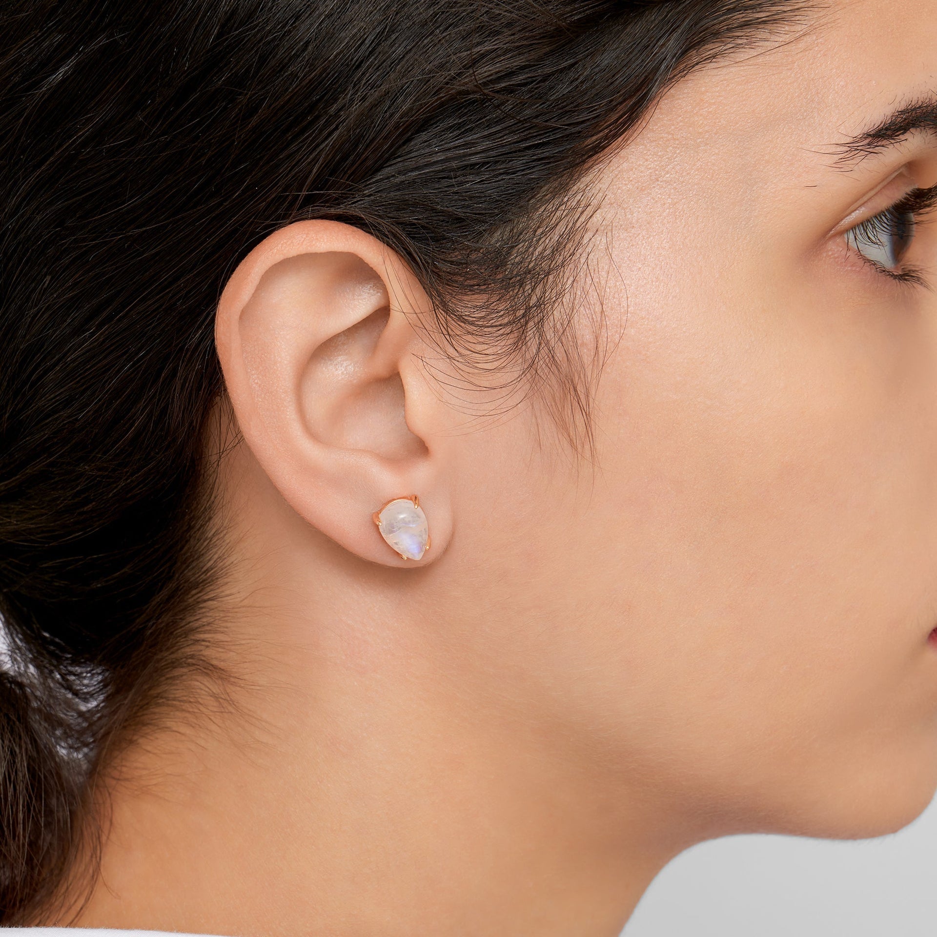 Moonstone Pear Cut Studs 14k gold vermeil