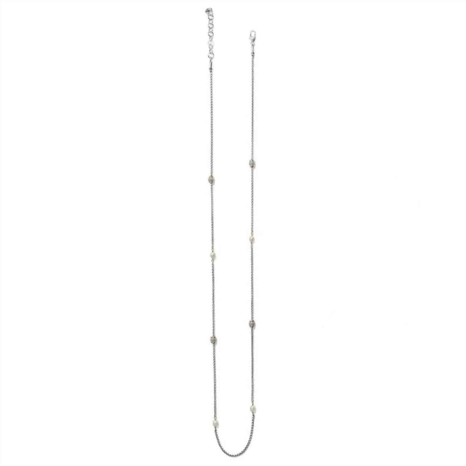 Women's Meridian Petite Pearl Two Tone Necklace In Silver-pearl