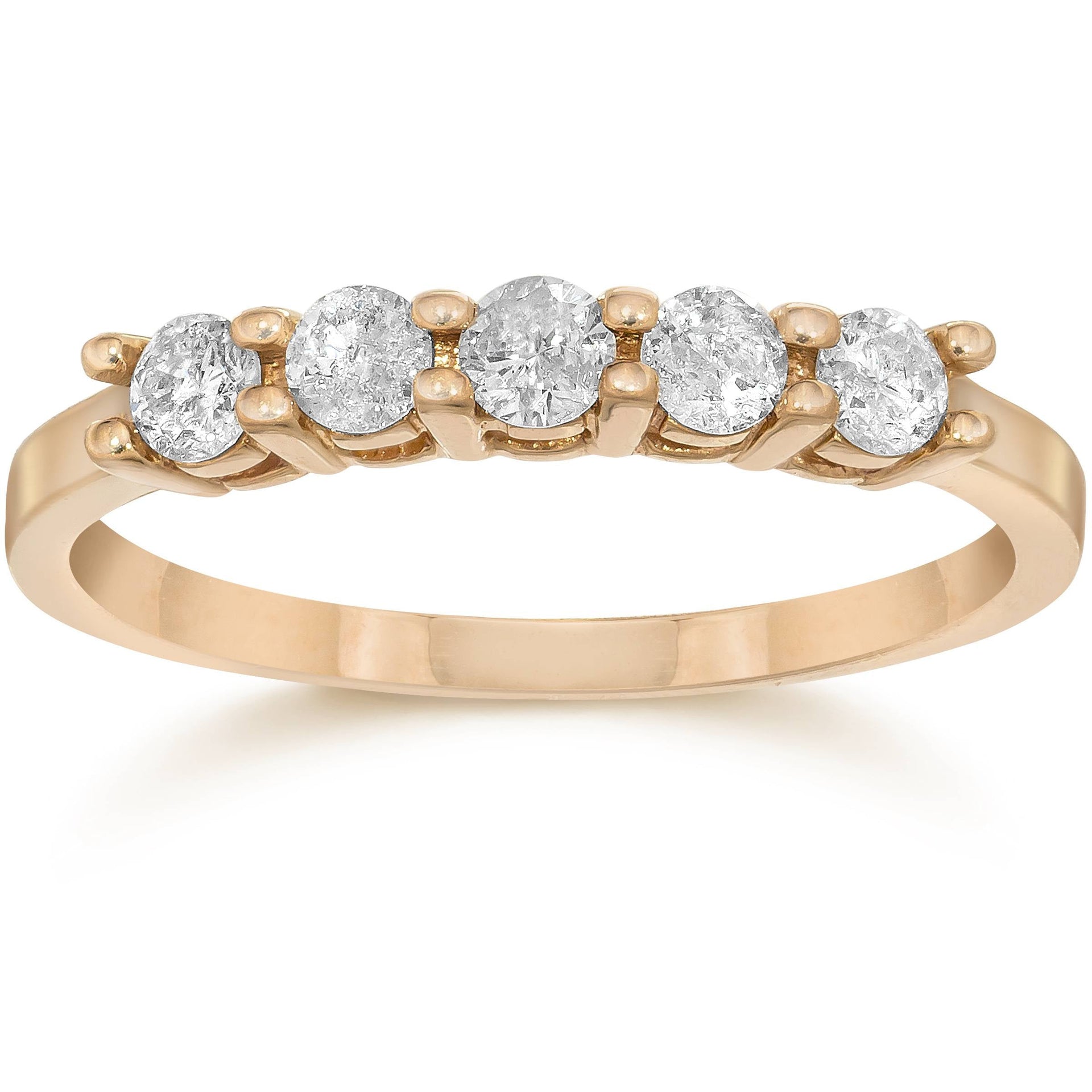 3/4ct Five Stone Diamond Ring 14K Rose Gold