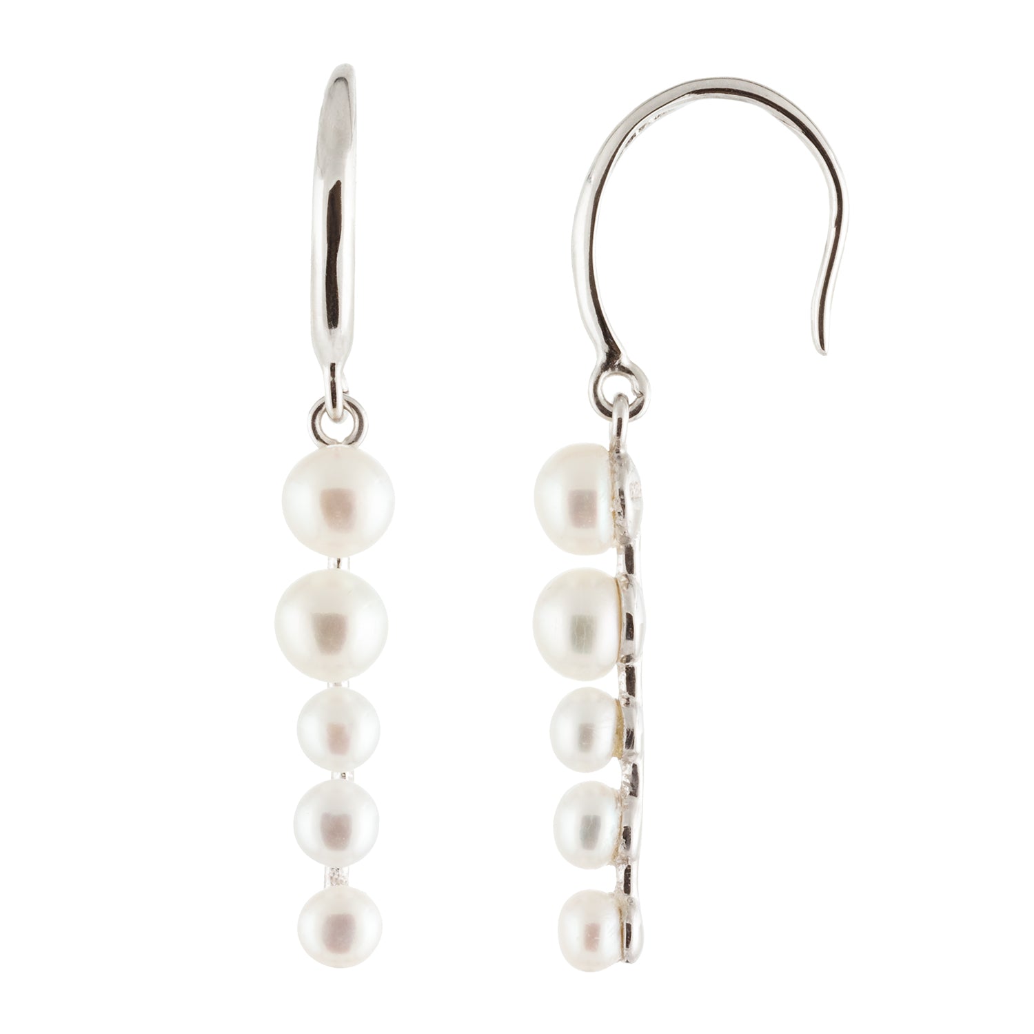 Sterling Silver Graduated Freshwater Pearl Earrings