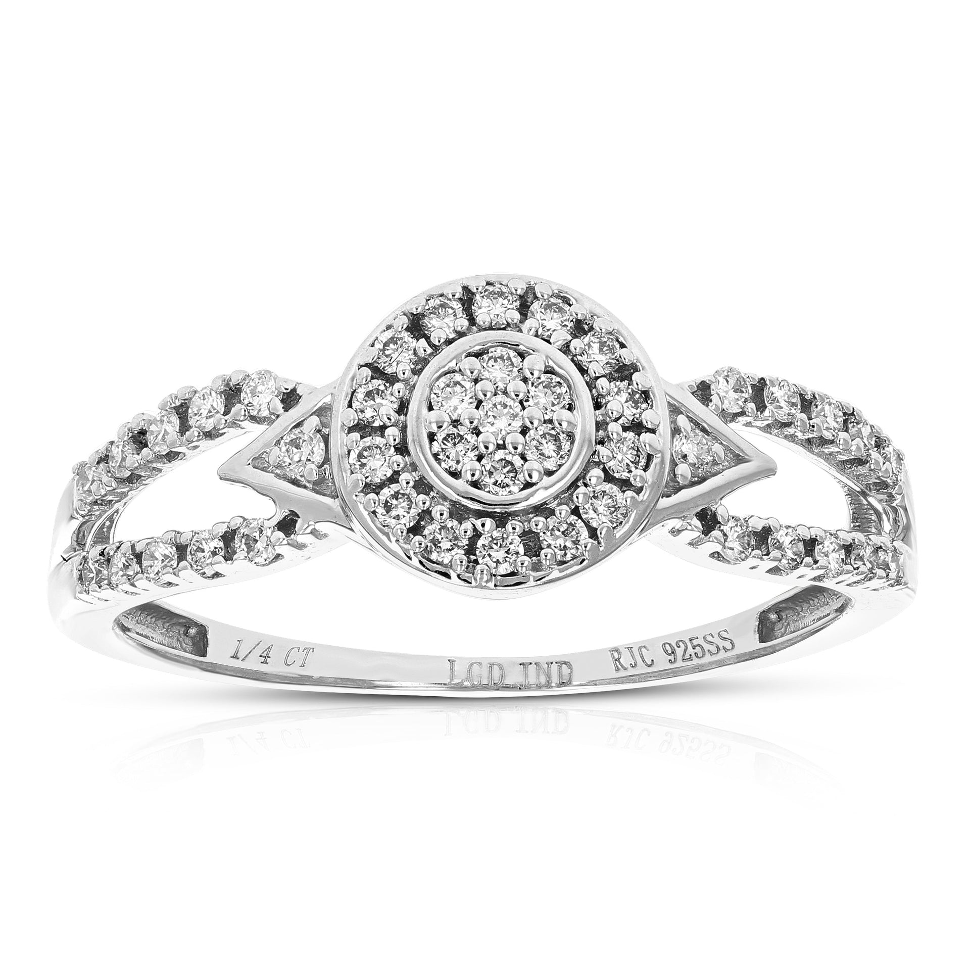 1/5 cttw Round Cut Lab Grown Diamond Engagement Ring .925 Sterling Silver Prong Set