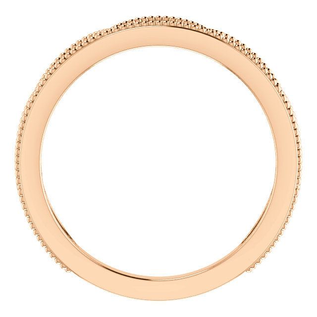 14k Rose Gold Womens Crown Design 4mm Wedding Band Stackable Ring