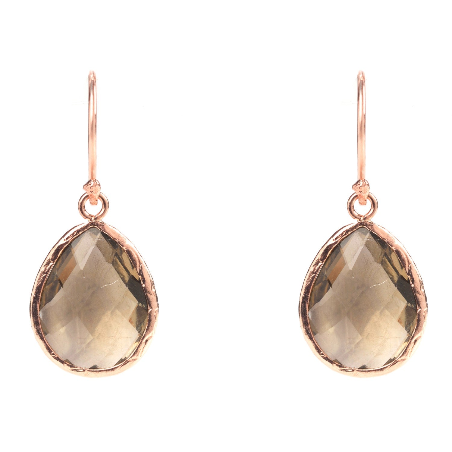 Petite Drop Earrings Smokey Quartz Rosegold