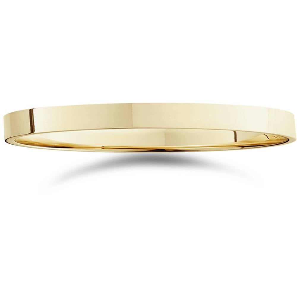 2mm Flat High Polished Wedding Band 14K Yellow Gold Size Selectable