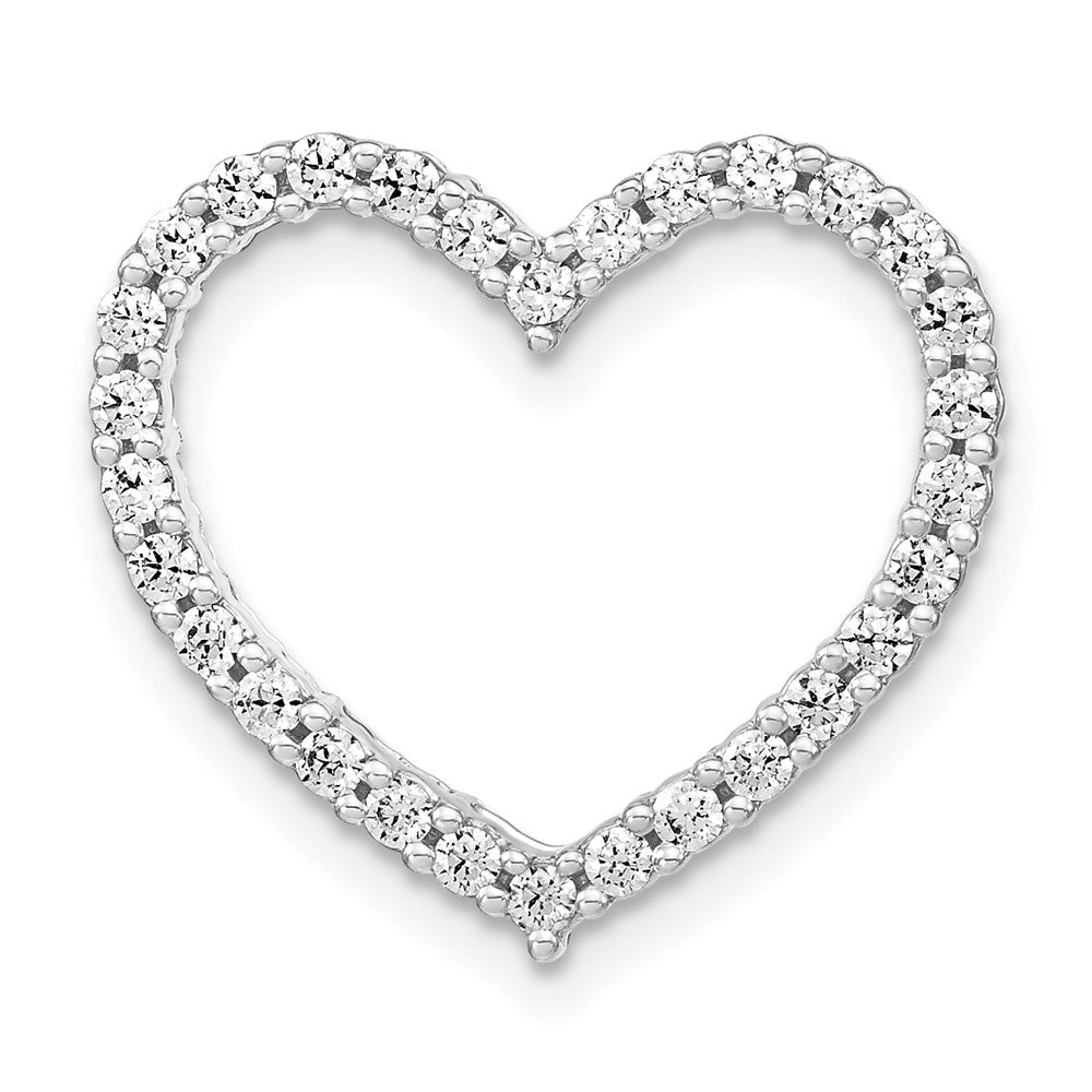 14K White Gold Lab Grown Diamond Heart Chain Slide Pendant (0.45ct VS G-H)