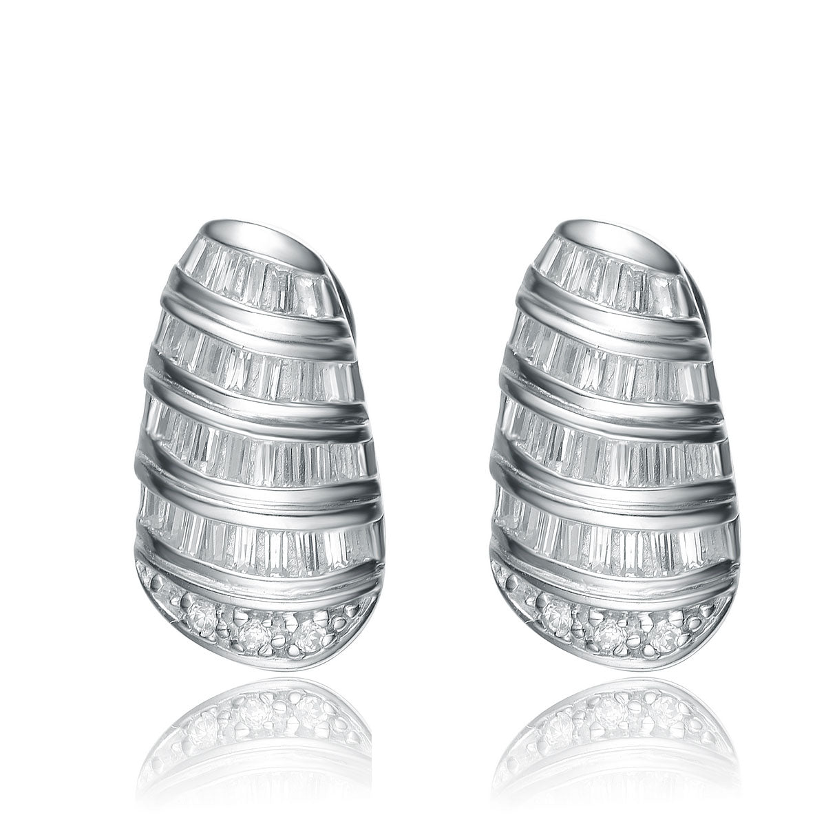 Sterling Silver Cubic Zirconia Spiral Earrings