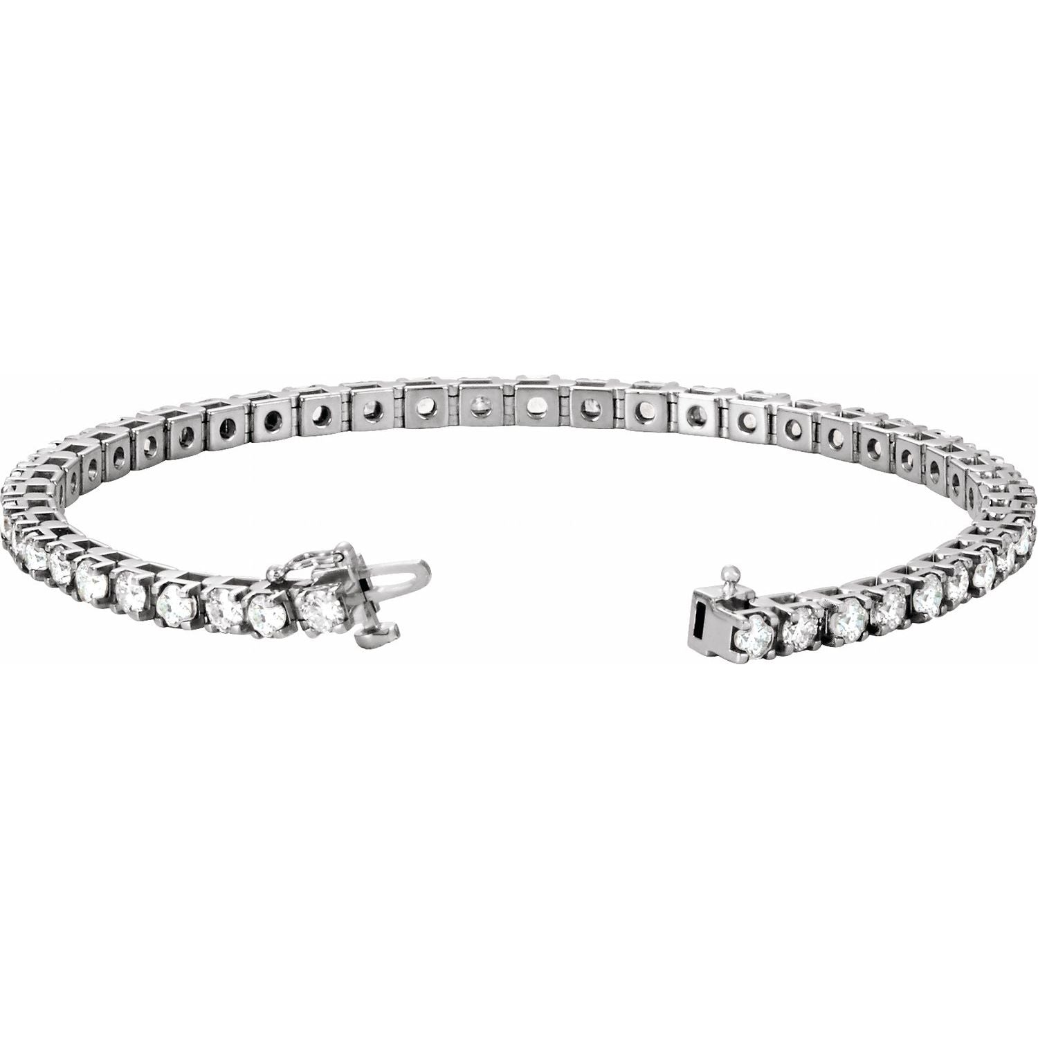 14k White Gold 4 3/4 Ctw Lab-grown Diamond Line Bracelet 7'