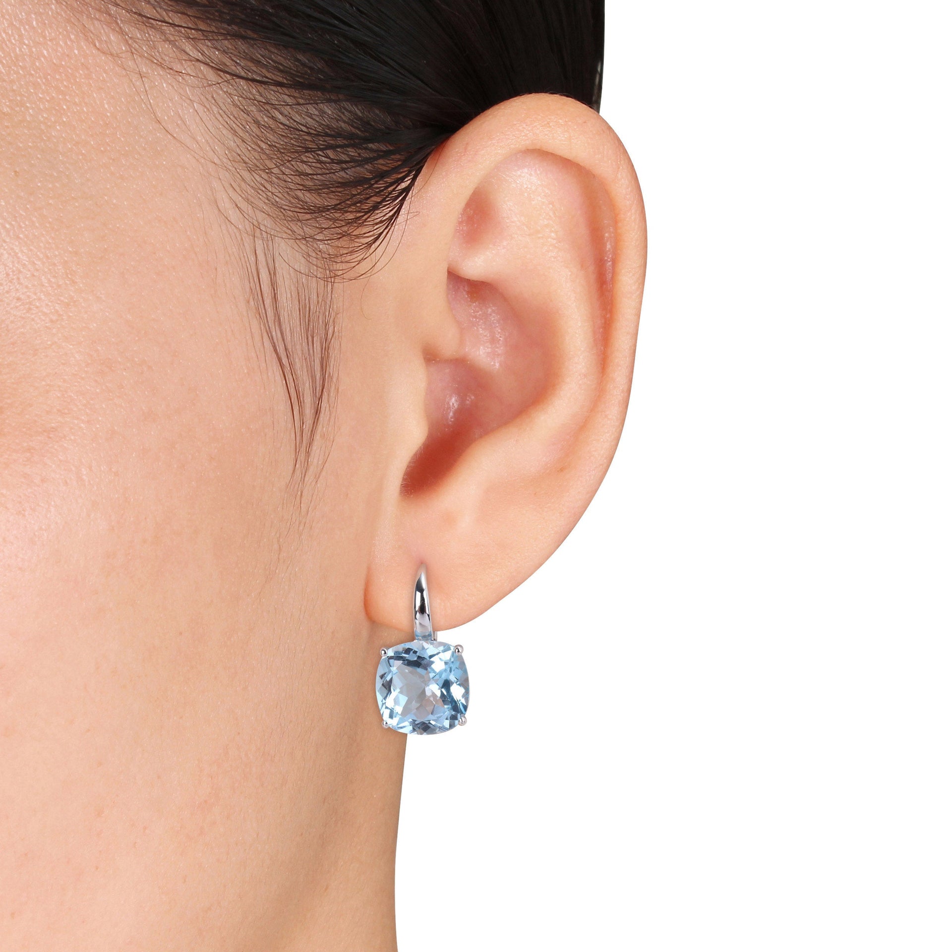 23 1/3ct TW Sky Blue Topaz Leverback Earrings in 14k White Gold