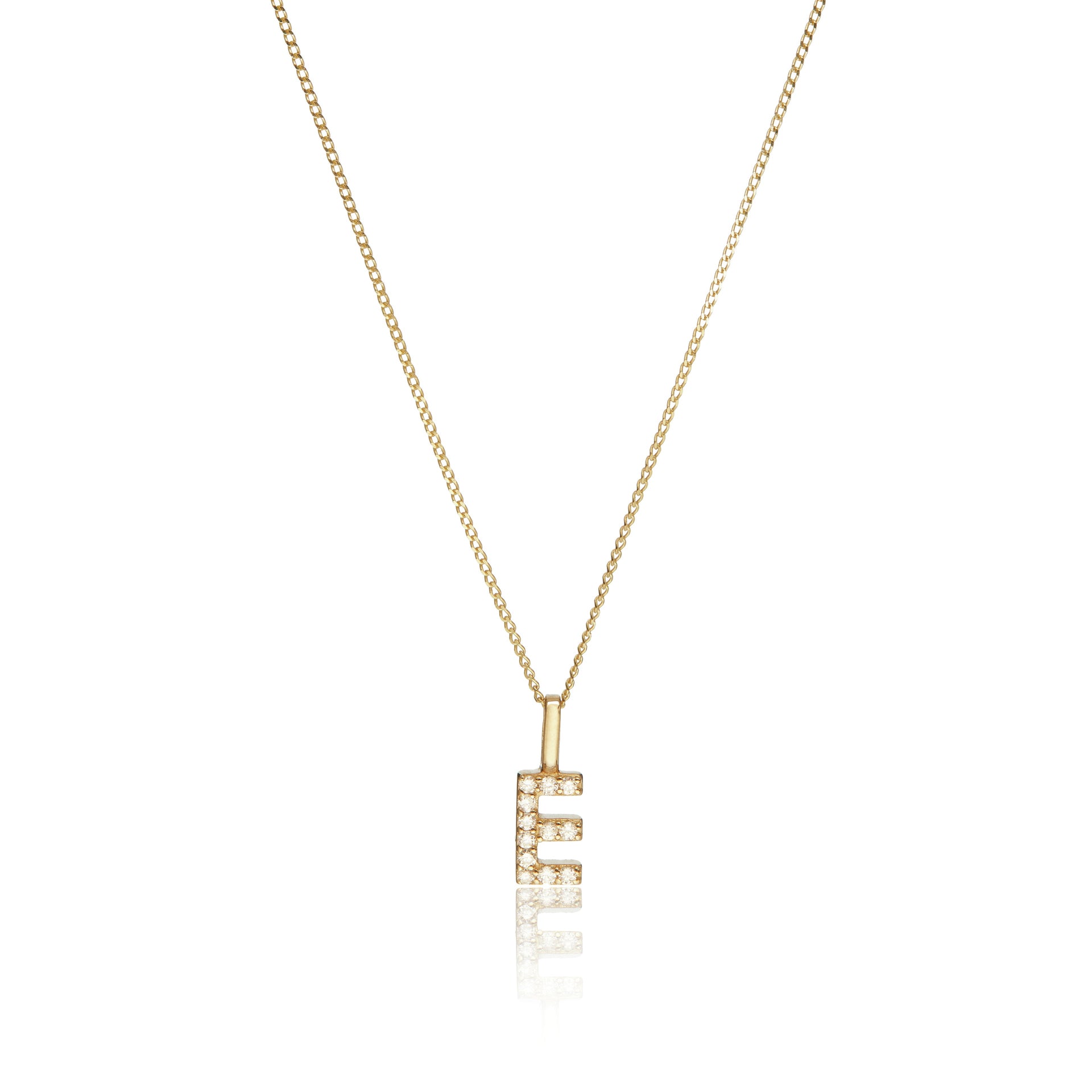 Solid Gold Genuine Diamond Initial Letter Necklace