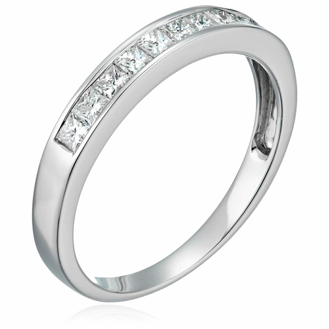 1/2 Cttw Princess Cut Diamond Wedding Band 14K Gold Channel Set