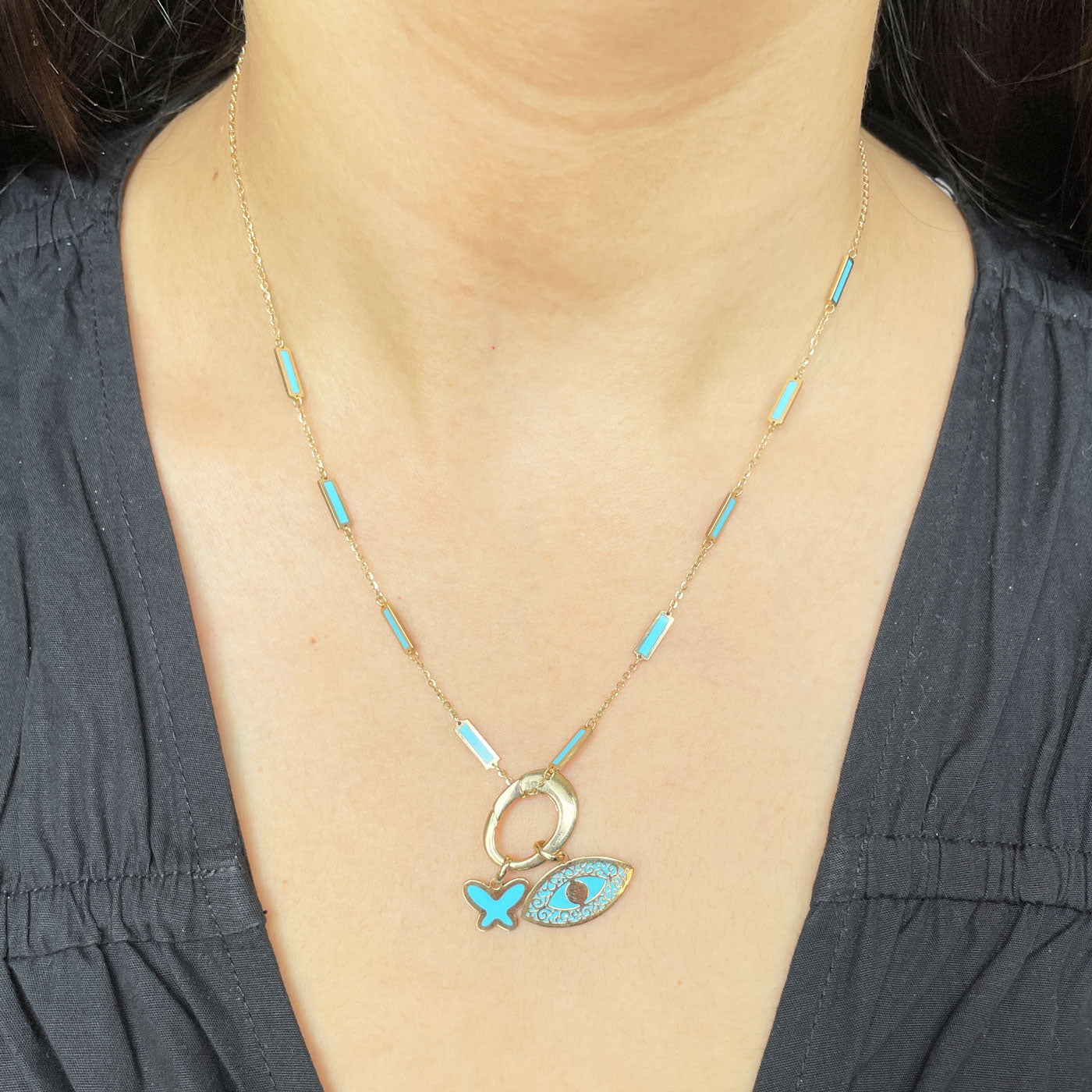 Turquoise Butterfly Charm 15mm