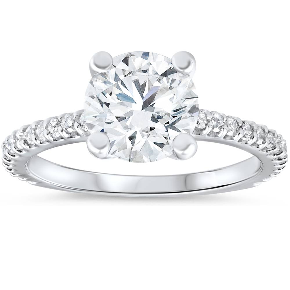 3 Carat Diamond Engagement Solitaire Ring 14K White Gold Lab Grown Round Cut