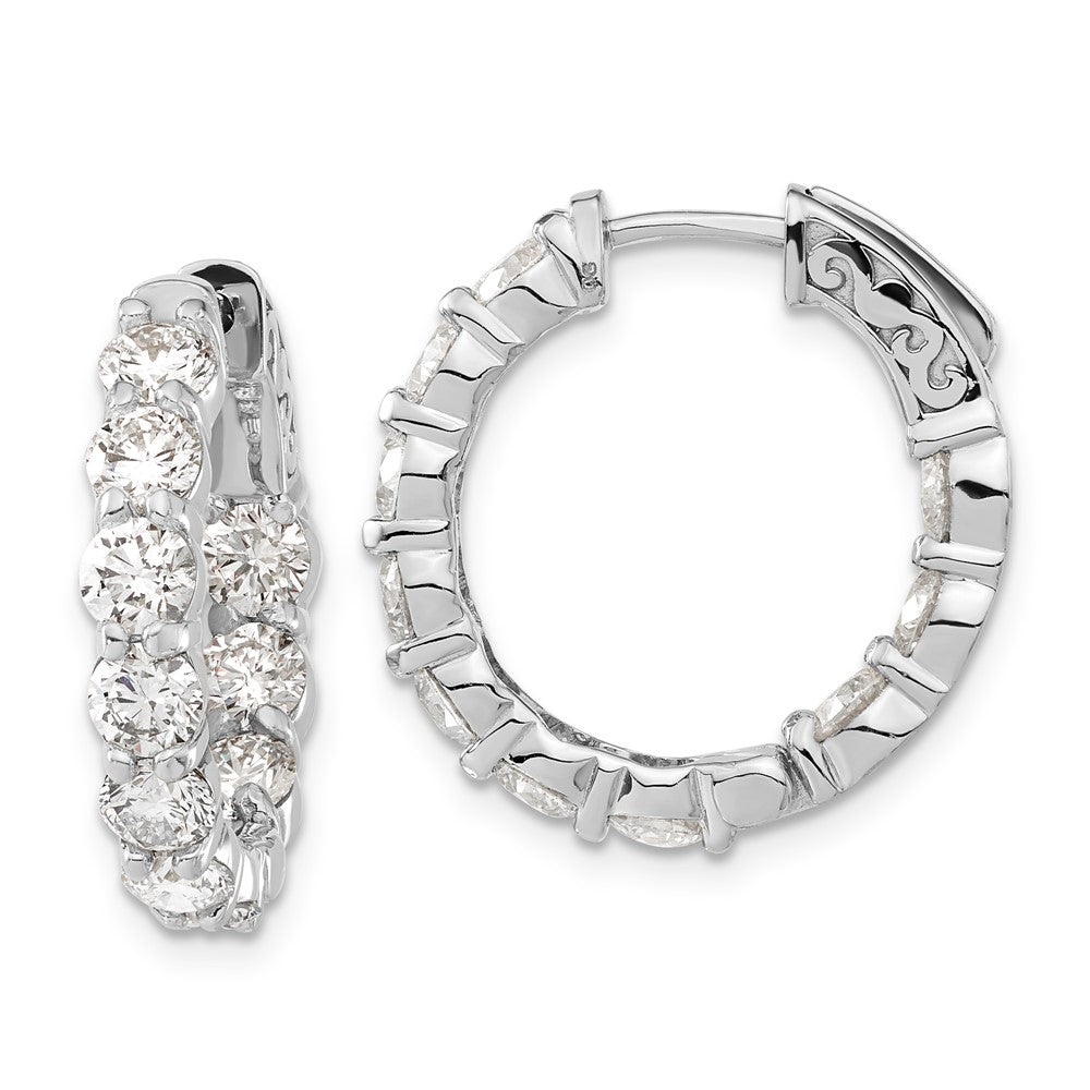 14k White Gold 4.35 CT Lab Grown Diamond Round Hoop W/safety Clasp Hoop Earrings VS Clarity G-H Color