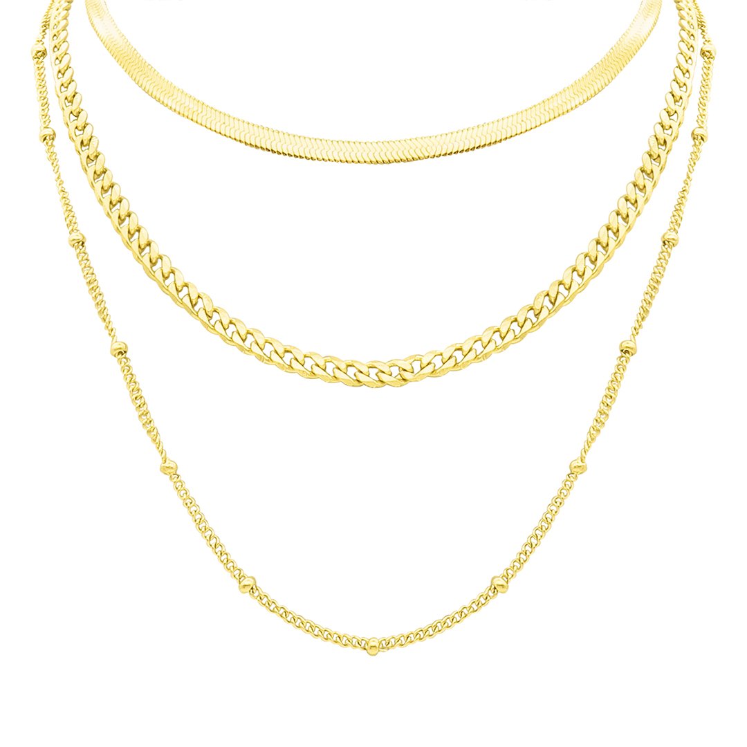 Adornia Layered Chain Necklace gold