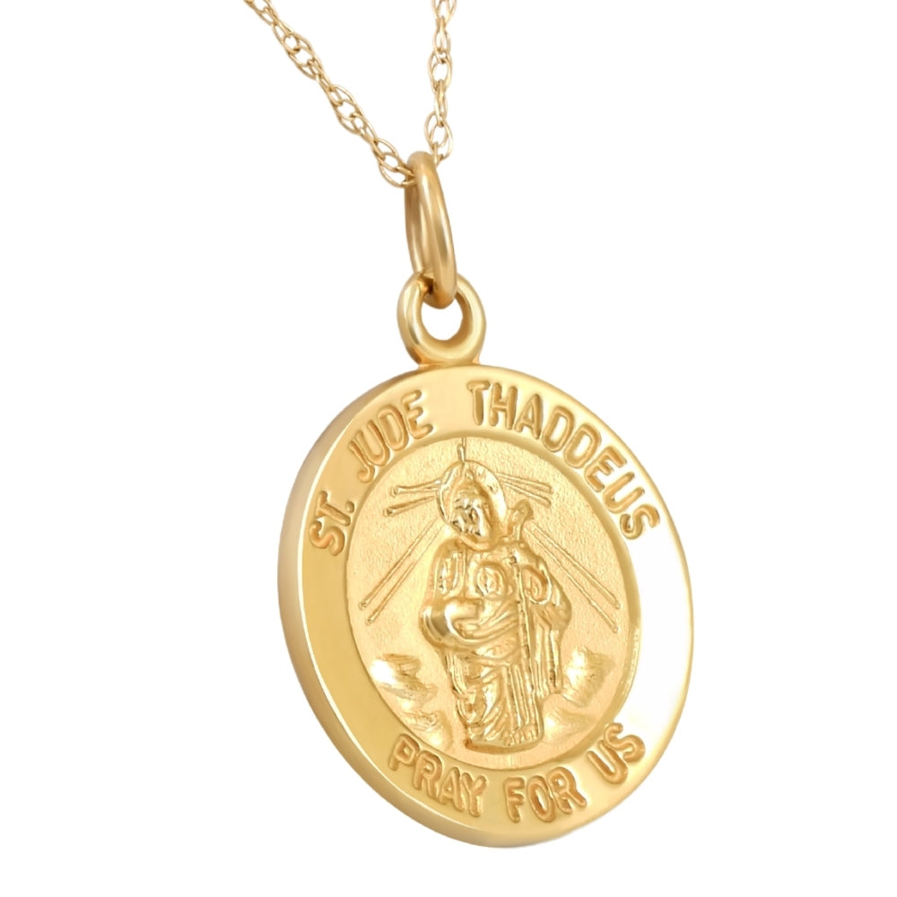 14k Yellow Gold St. Jude Thaddeus Medal Pendant 1' Tall 2.5 Grams