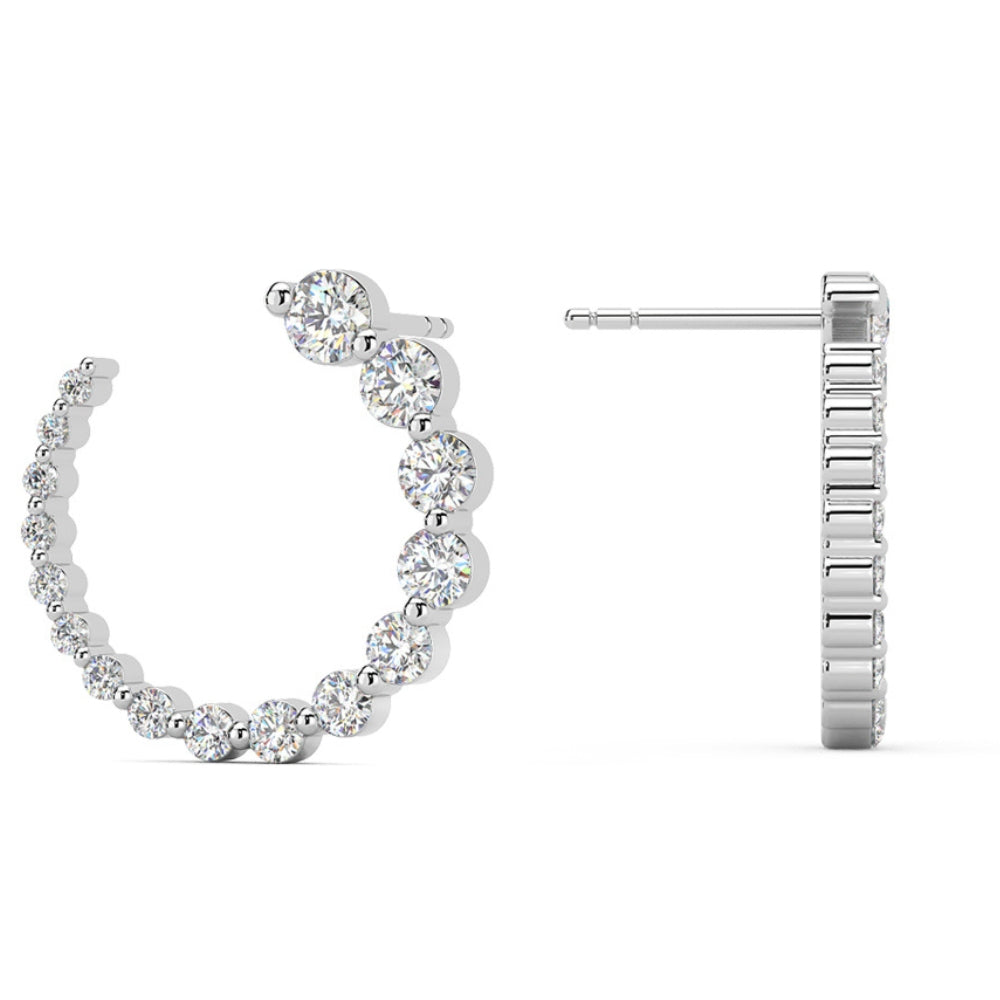 1 1/2 ct Graduated Diamond Circle Earrings 14k Gold Journey Studs Lab Grown
