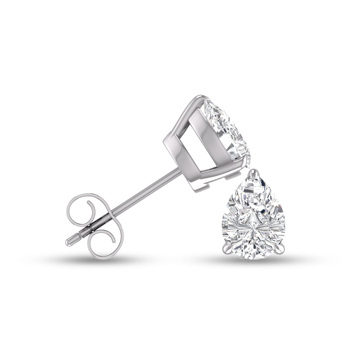 Lab Grown 1/4 Carat Pear Shaped Solitaire Diamond Earrings In 14K White Gold