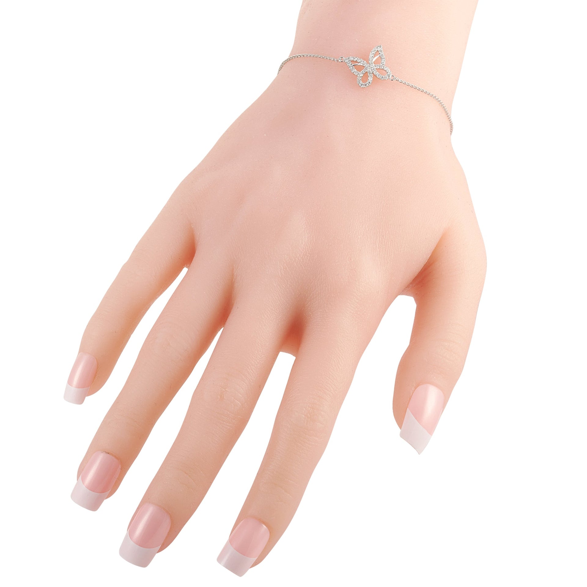 LB Exclusive 14K White Gold 0.30ct Diamond Butterfly Bracelet