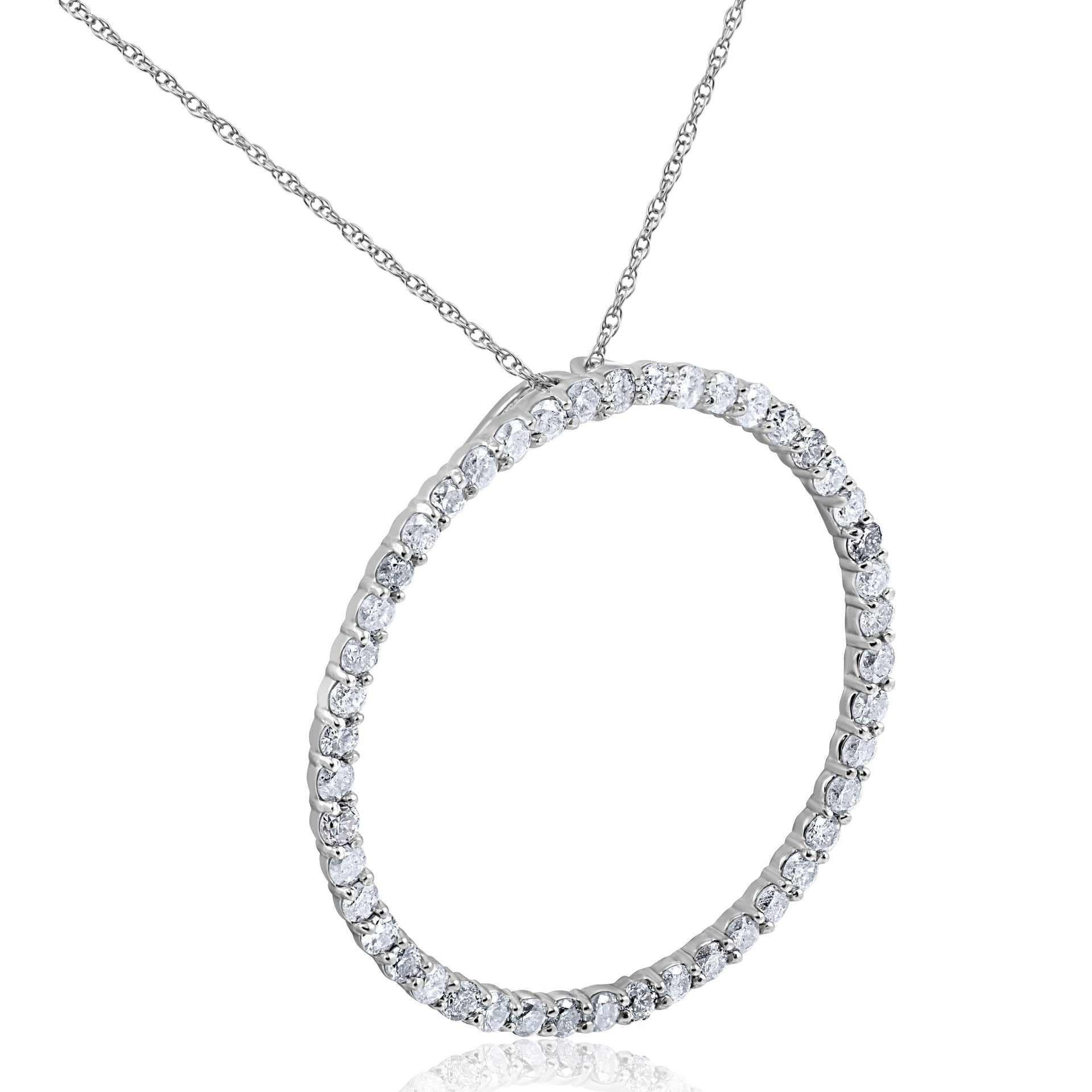 2 CT Circle Eternity 14K White Gold Diamond Pendant