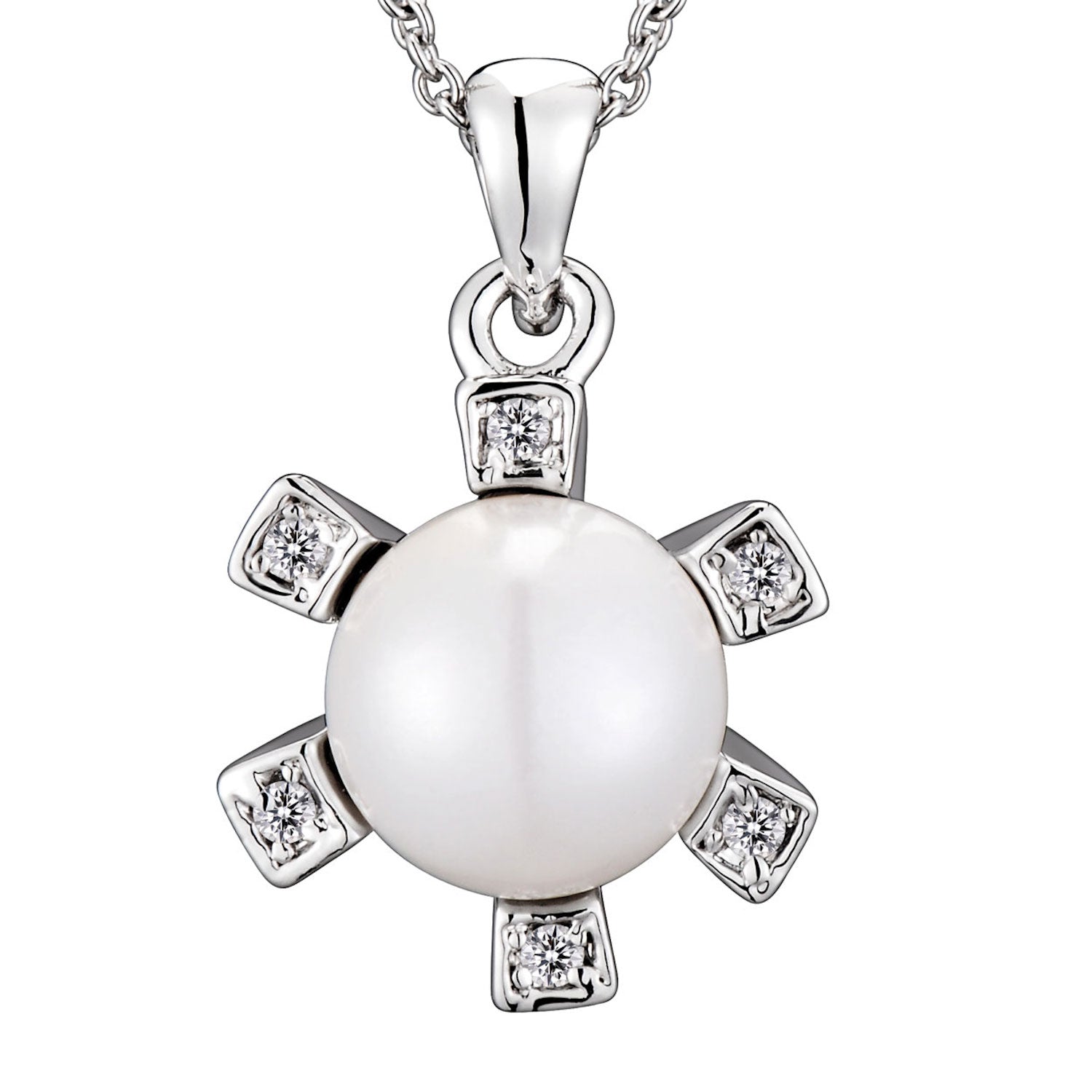Sterling Silver White Stone And Cubic Zirconia Accent Necklace