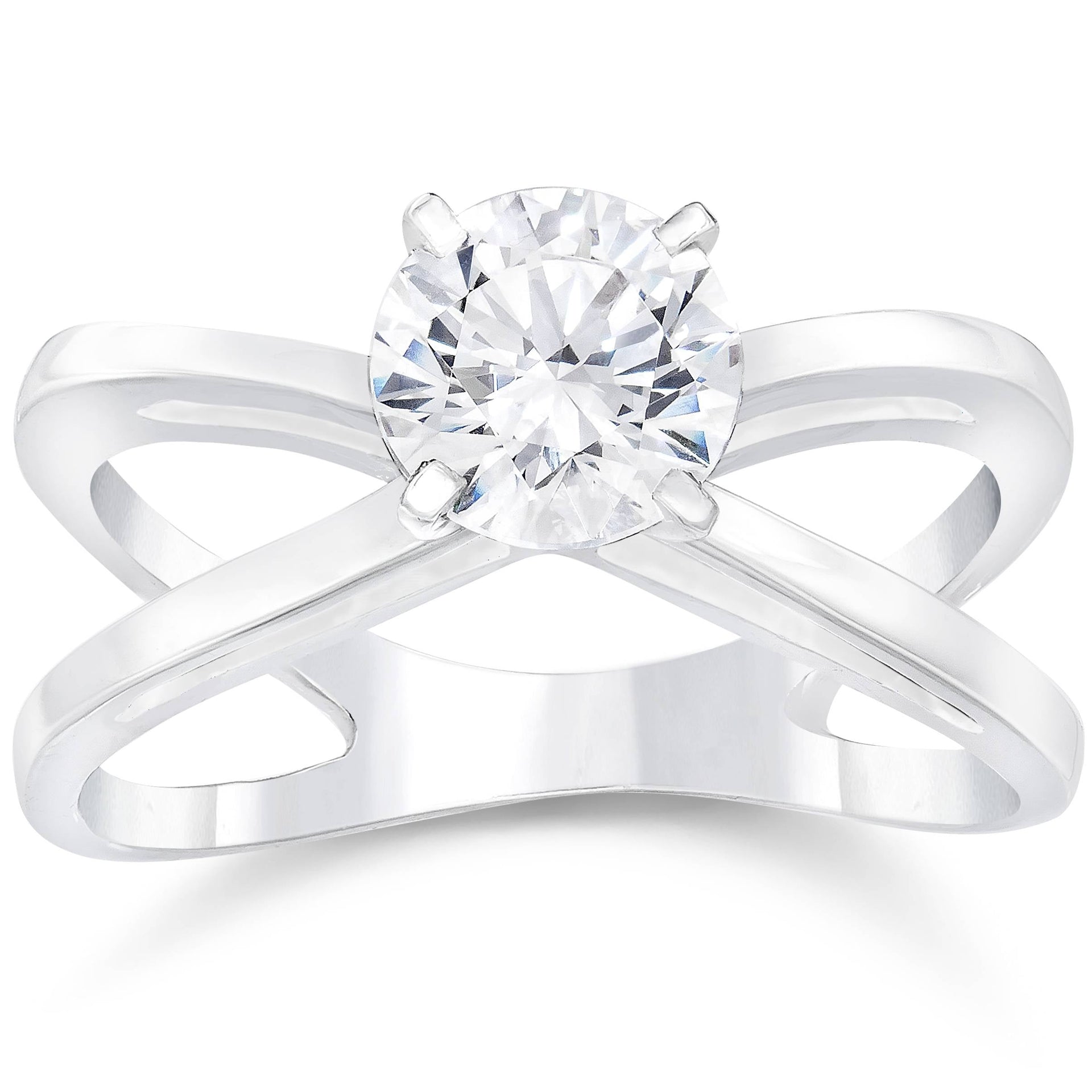 1ct Round Cut Diamond Solitaire Engagement Ring 14k White Gold