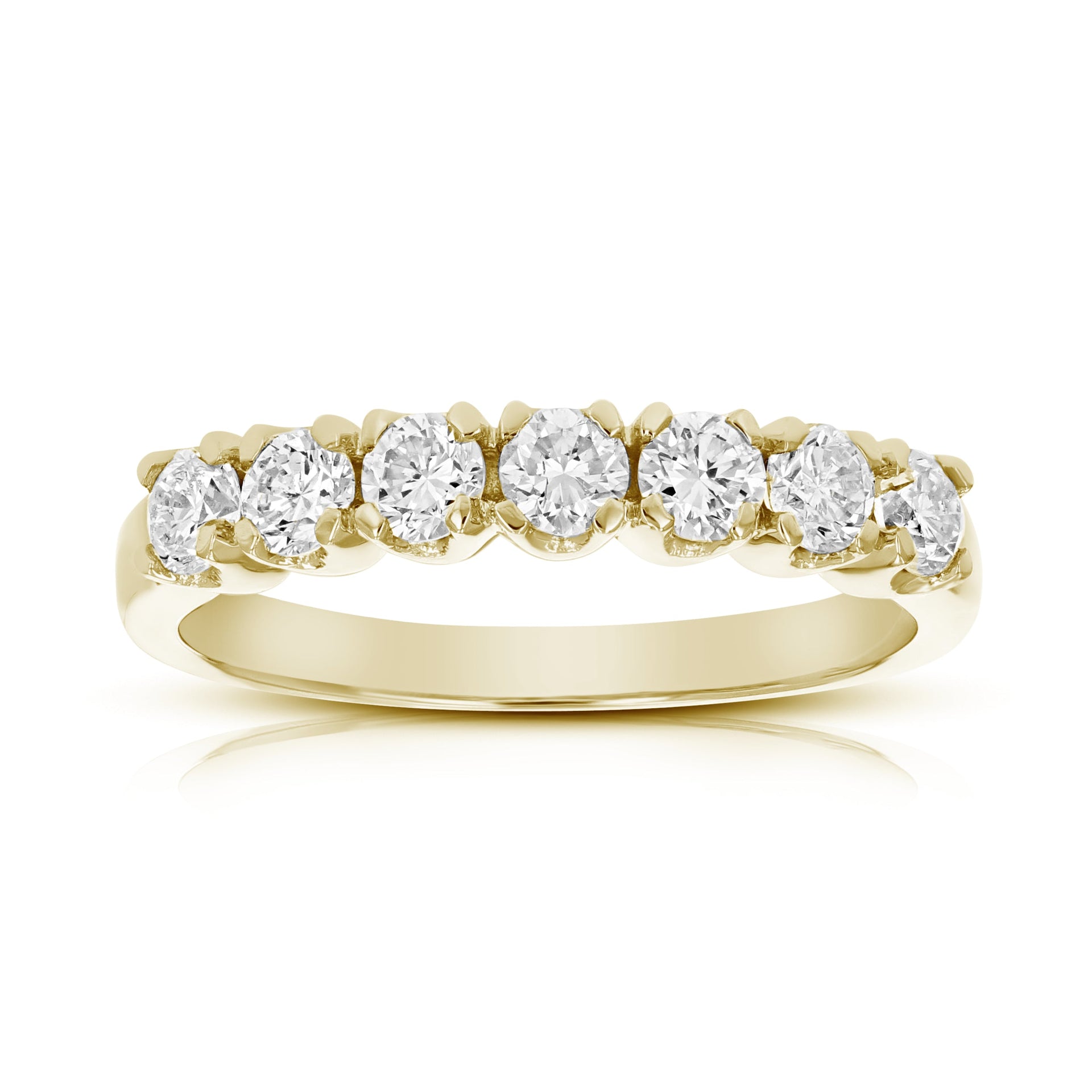 1 cttw Diamond Wedding Band Prong Set 10K Yellow Gold