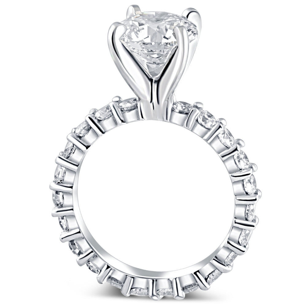3 1/2 ct Diamond Eternity Engagement Ring Lab Grown 14k White Gold
