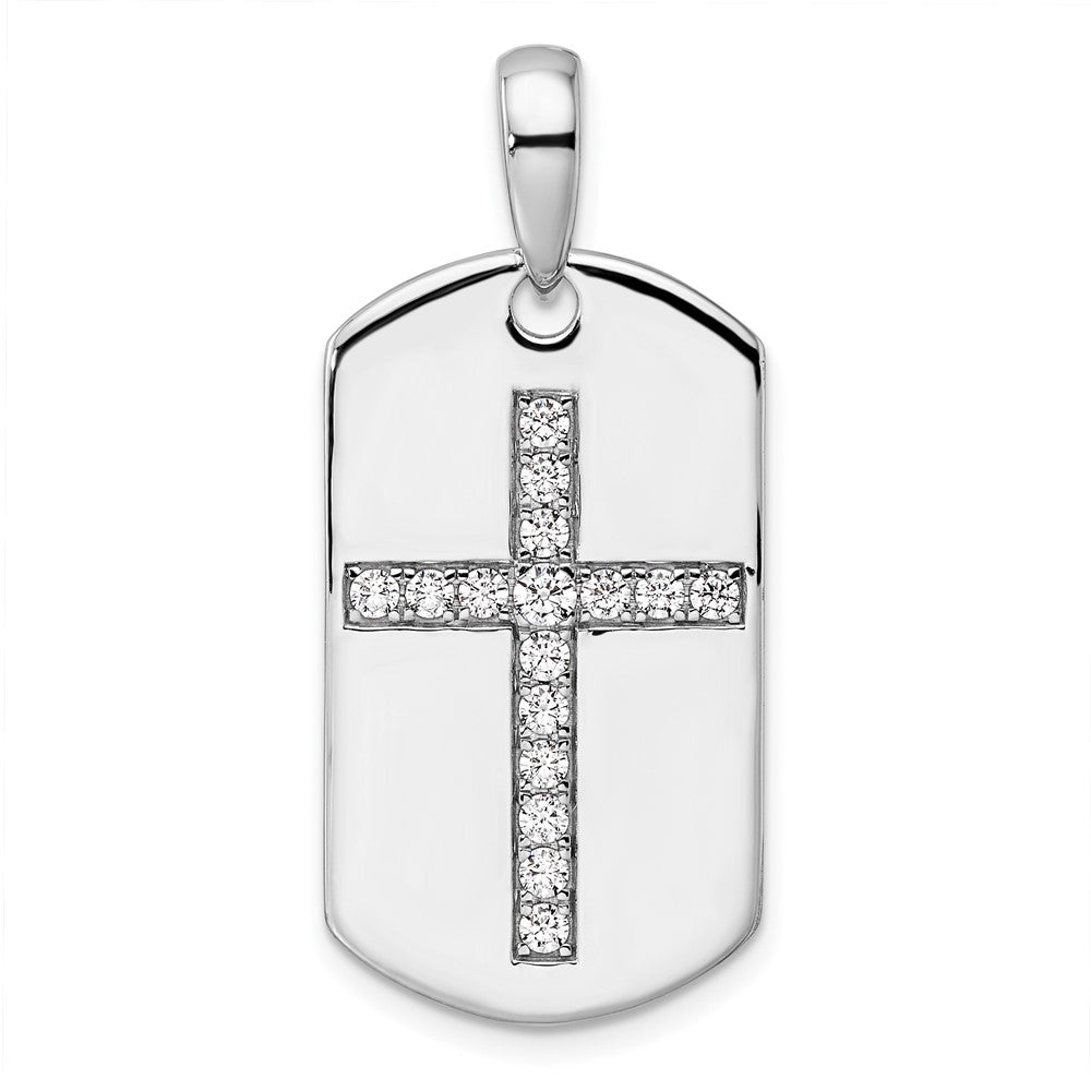 14K Gold Lab Grown Diamond Cross Dog Tag Pendant (0.5ct VS D-E)