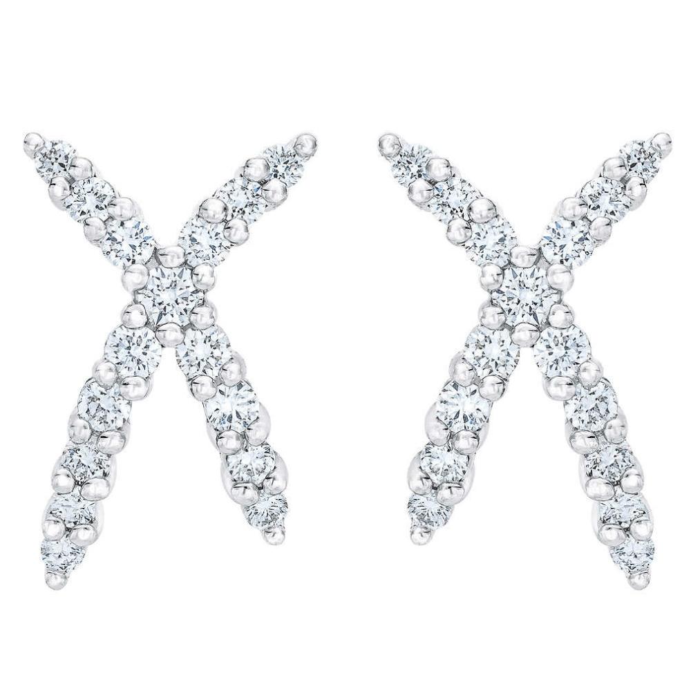1/2 ct T.W. Diamond Fashion Women's X Shape Lab Grown Earrings 10k Gold Studs