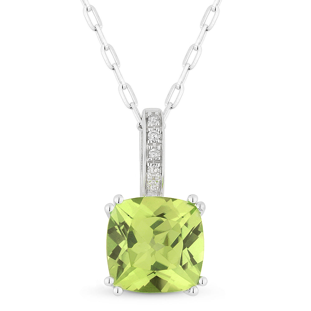 1.1ct Peridot 16' pendant Necklace In 14K White Gold