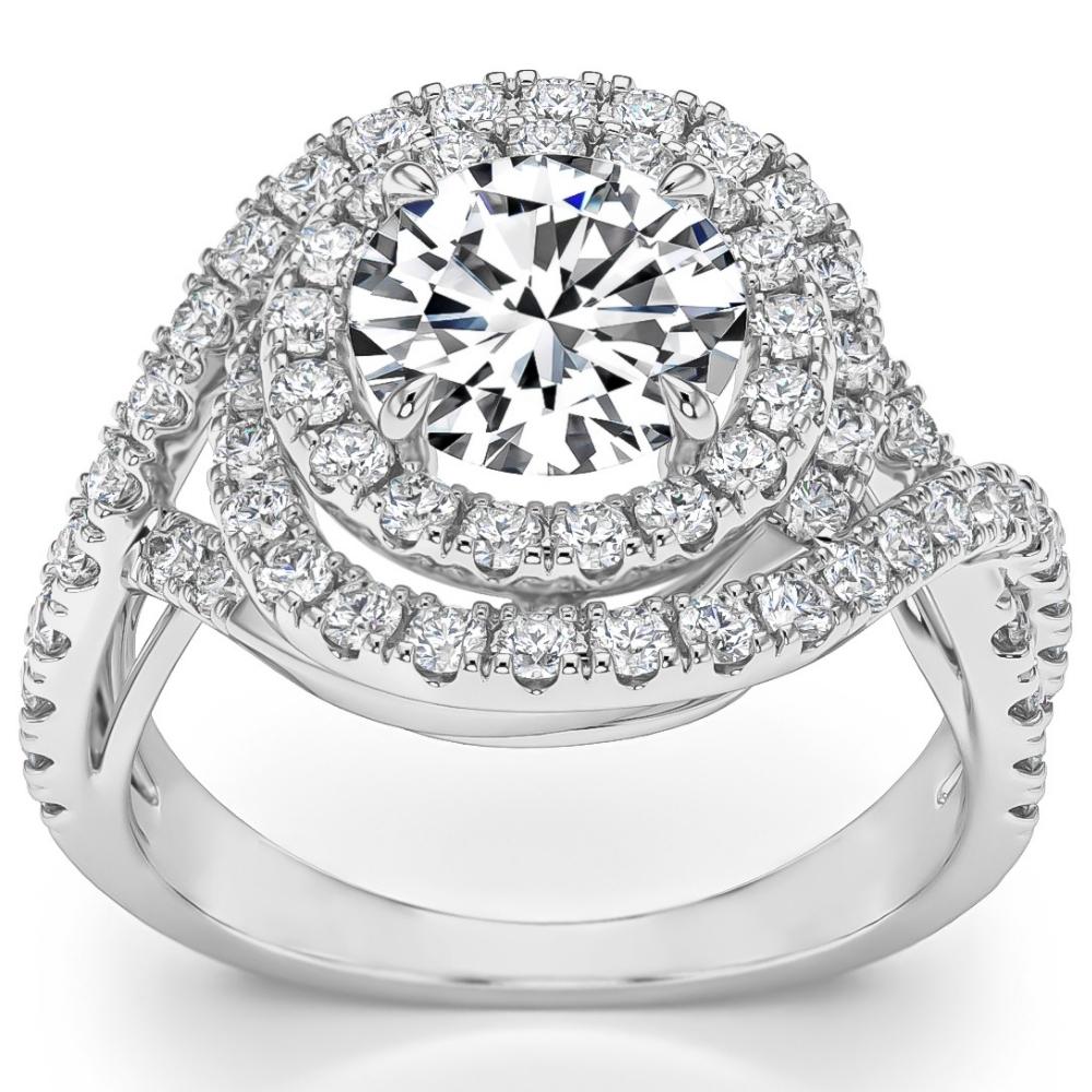 2.65Ct Halo Lab Grown Diamond Engagement Ring White Gold