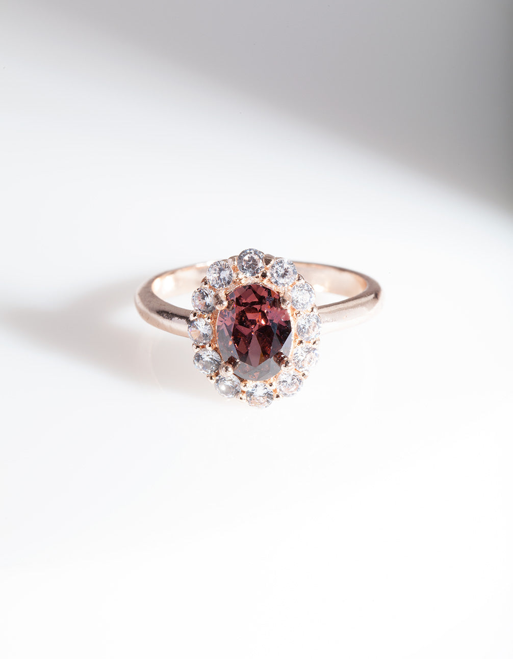 Rose Gold Pink Stone Engagement Ring