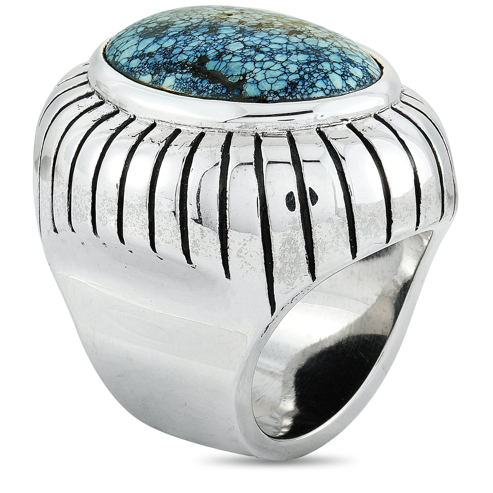 Silver and Spotted Turquoise Ring