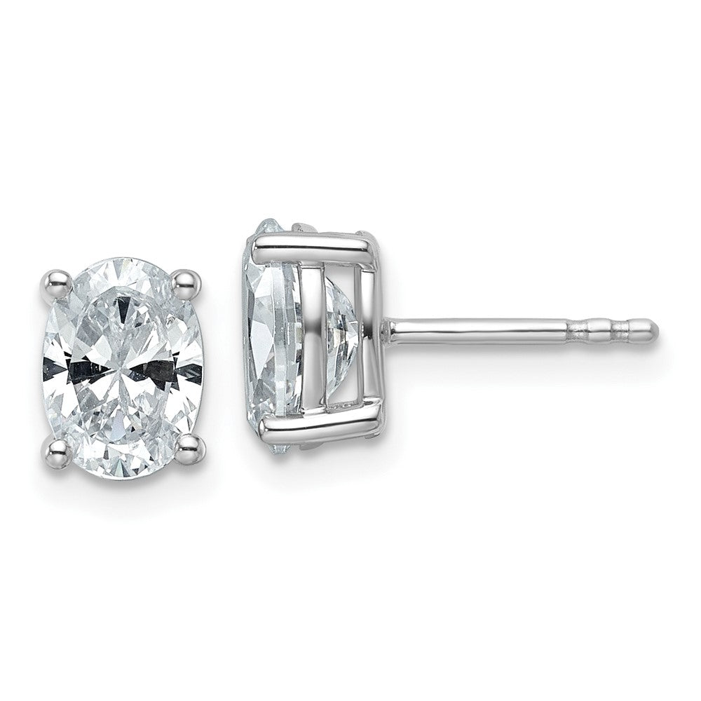 14k White Gold 2 CT Oval Lab Grown Diamond Stud Earrings VS Clarity D-E Color