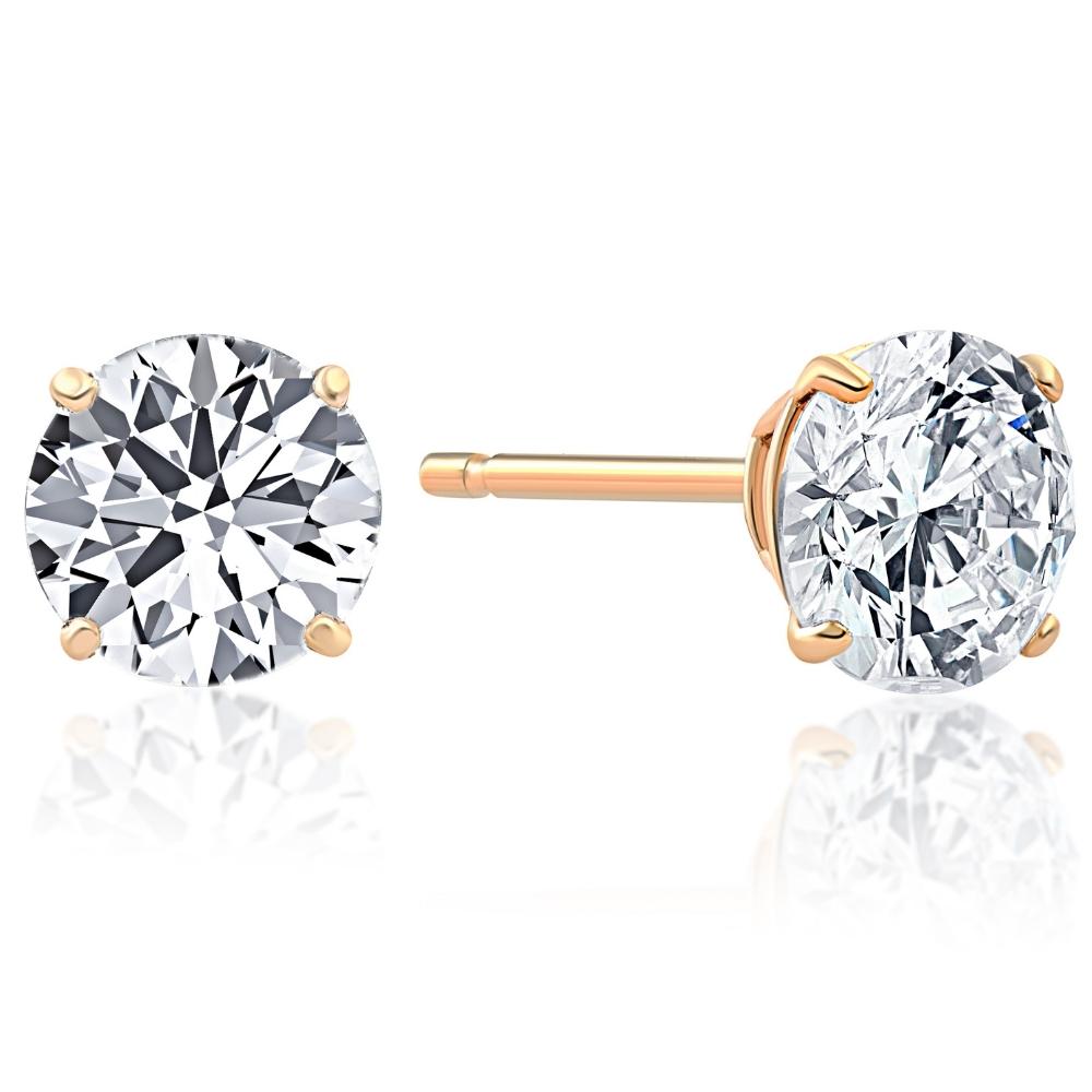 1.25Ct Round Brilliant Cut Natural Quality SI1-SI2 Diamond Stud Earrings in 14K Gold Classic Setting
